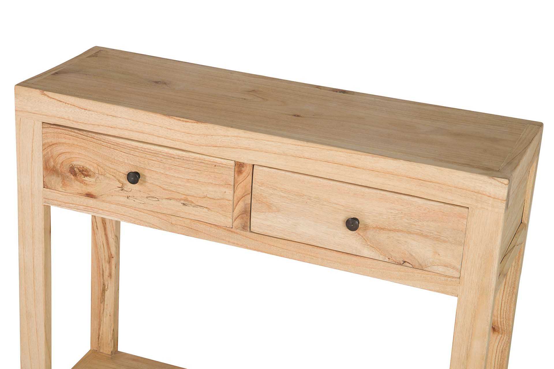 CONSOLA 2 CAJONES MADERA MINDI MARRON 90x30x80 CM