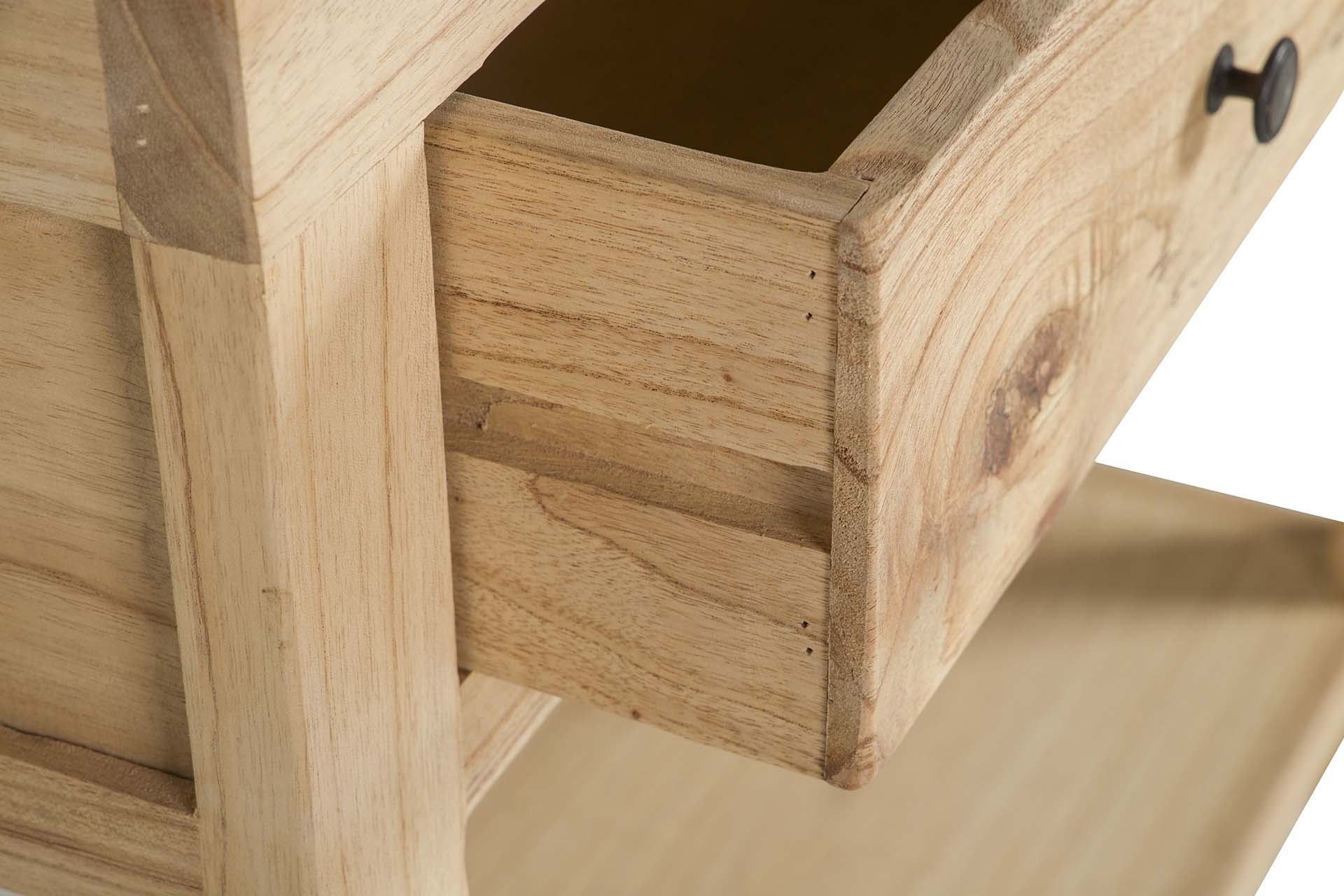 CONSOLA 2 CAJONES MADERA MINDI MARRON 90x30x80 CM