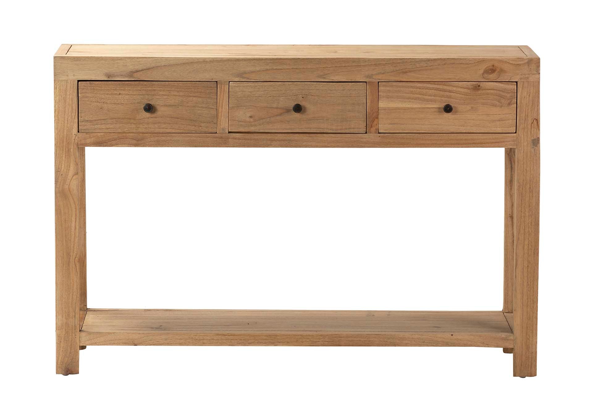 CONSOLA 3 CAJONES MADERA MINDI MARRON 120x30x80 CM