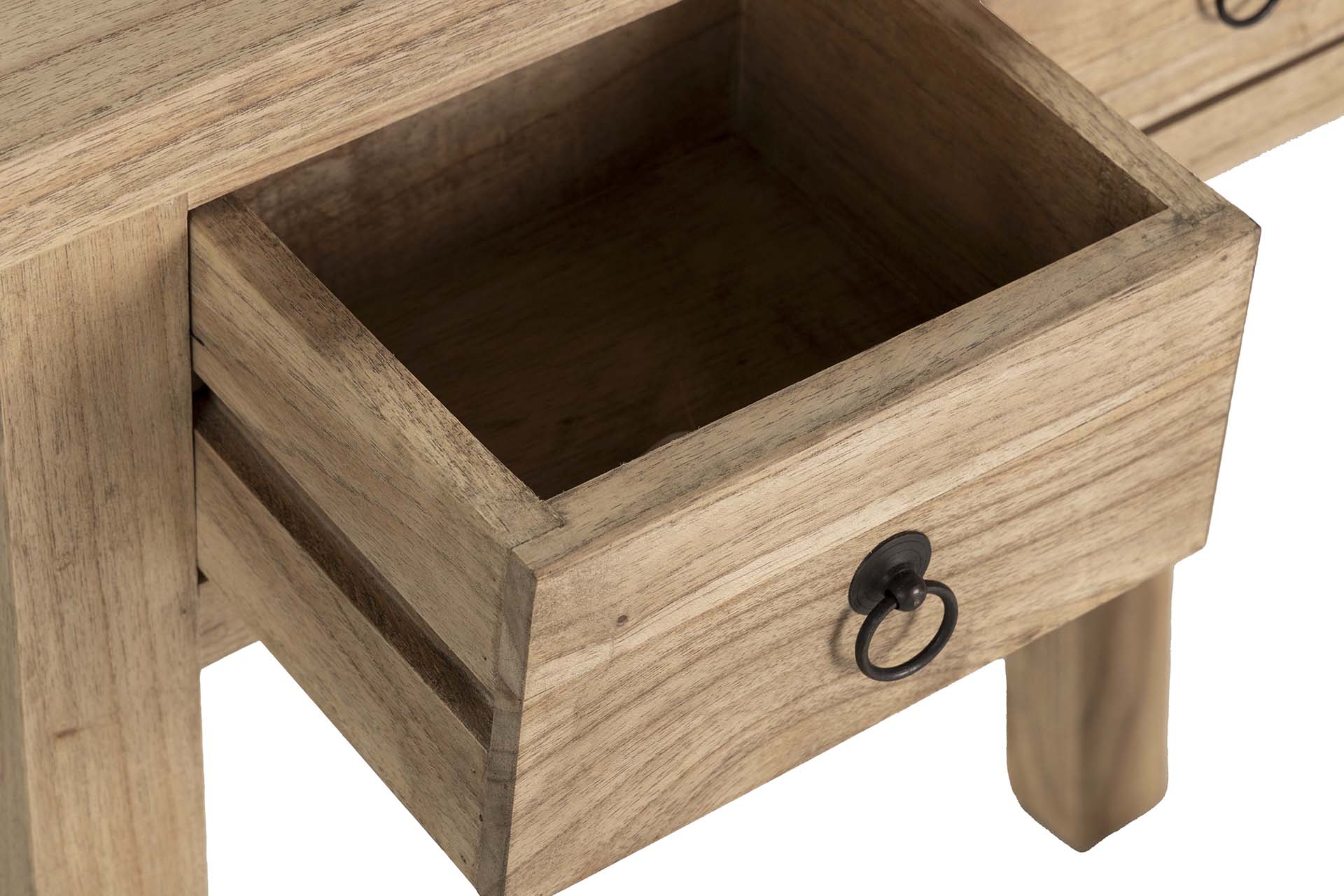 CONSOLA 2 CAJONES MADERA MINDI MARRON 90x30x80 CM