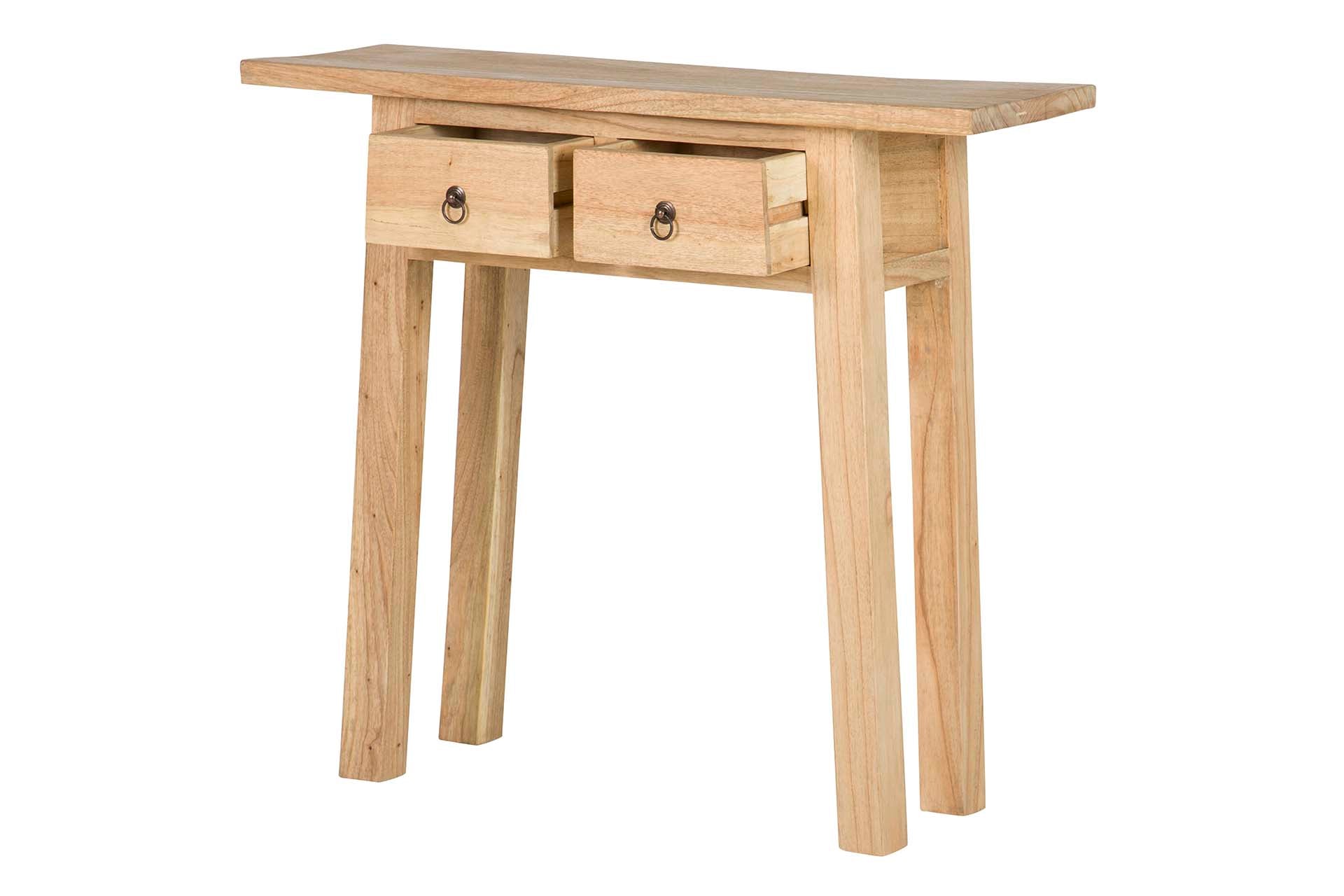 CONSOLA 2 CAJONES MADERA MINDI MARRON 90x30x80 CM