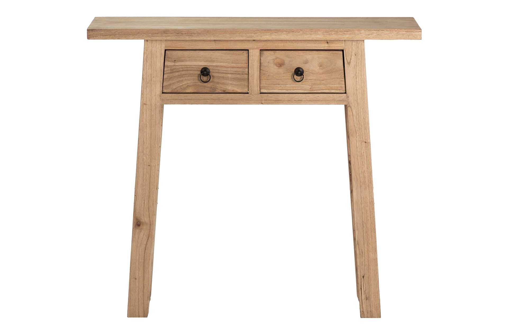 CONSOLA 2 CAJONES MADERA MINDI MARRON 90x30x80 CM
