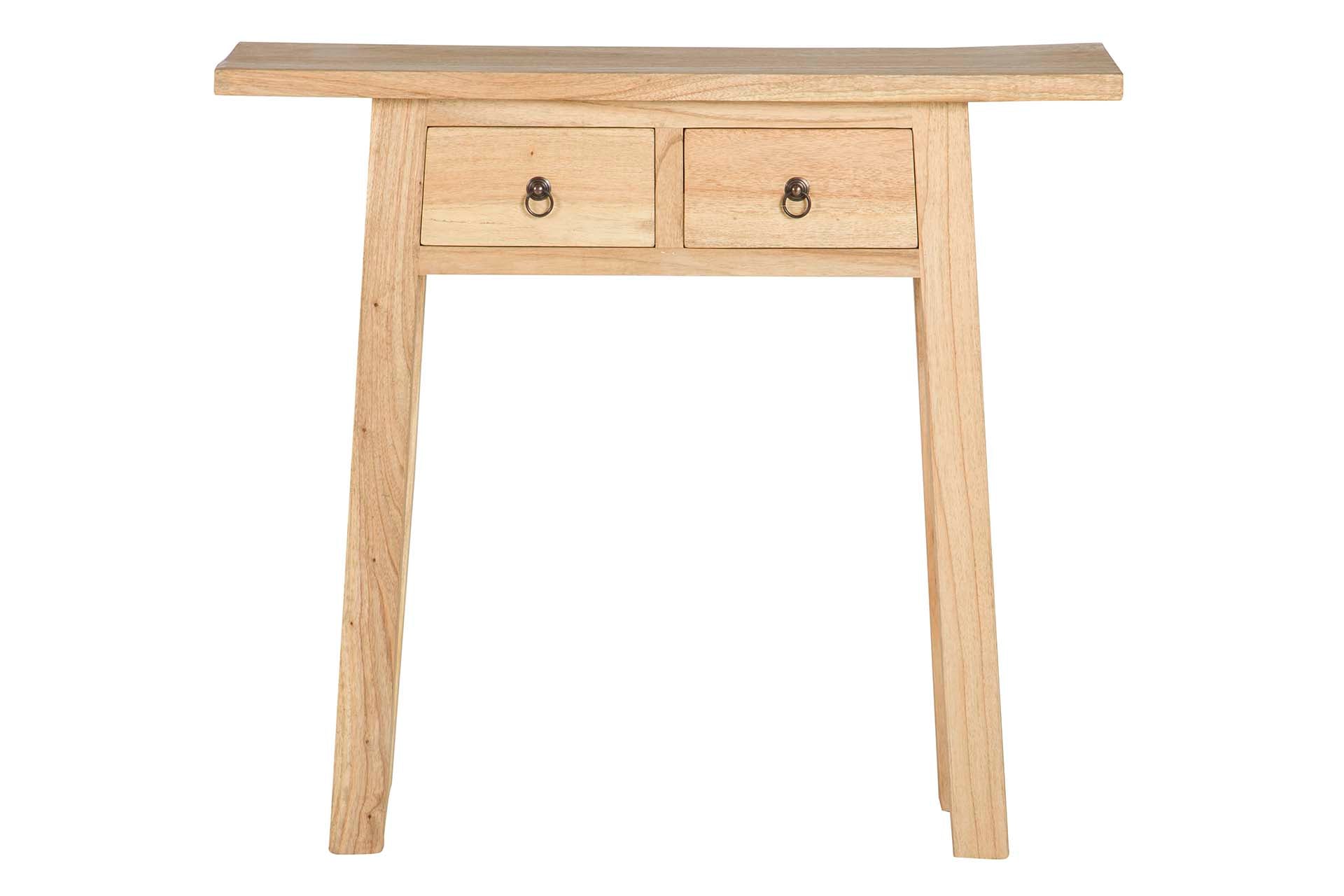 CONSOLA 2 CAJONES MADERA MINDI MARRON 90x30x80 CM