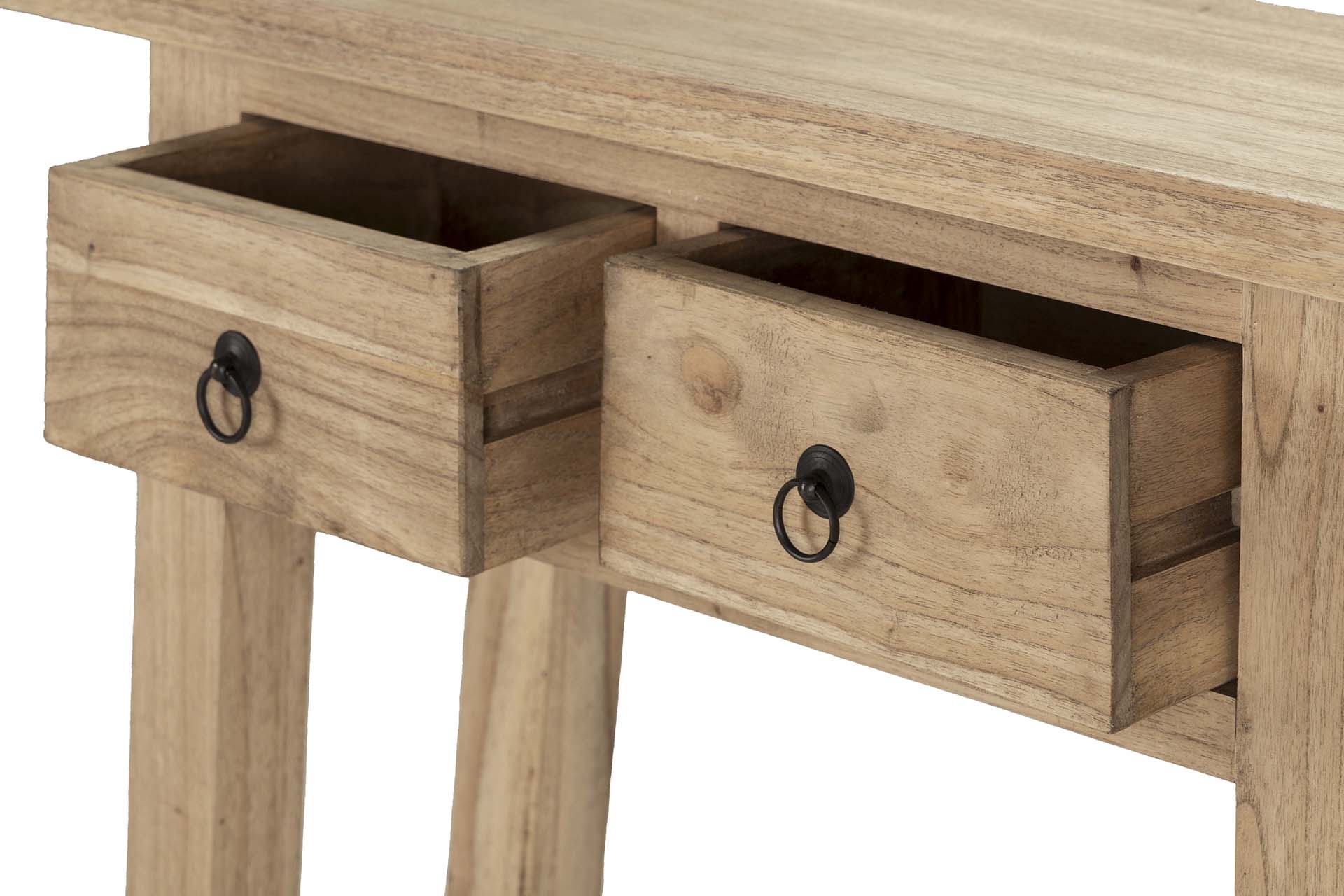 CONSOLA 2 CAJONES MADERA MINDI MARRON 90x30x80 CM