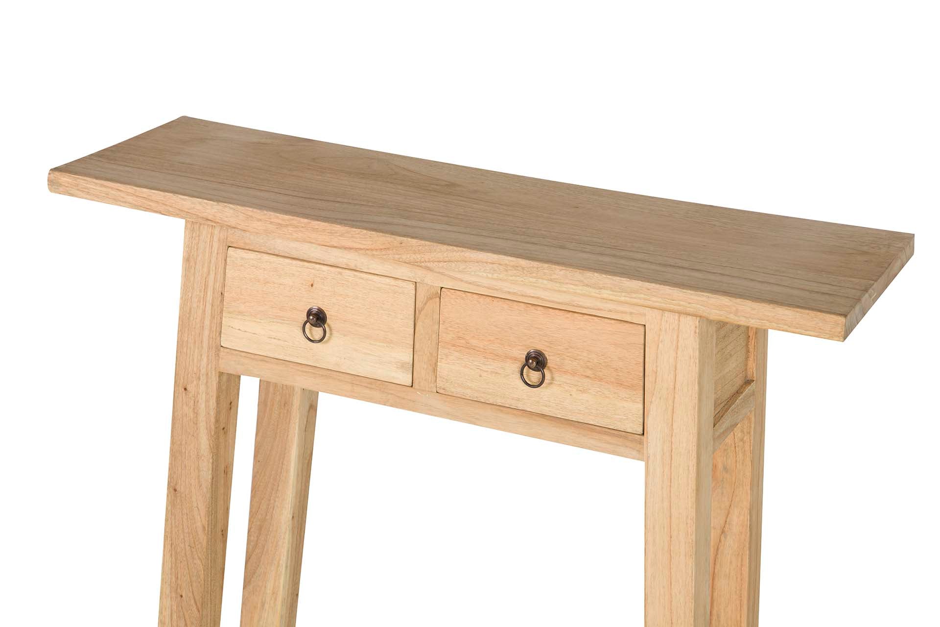 CONSOLA 2 CAJONES MADERA MINDI MARRON 90x30x80 CM