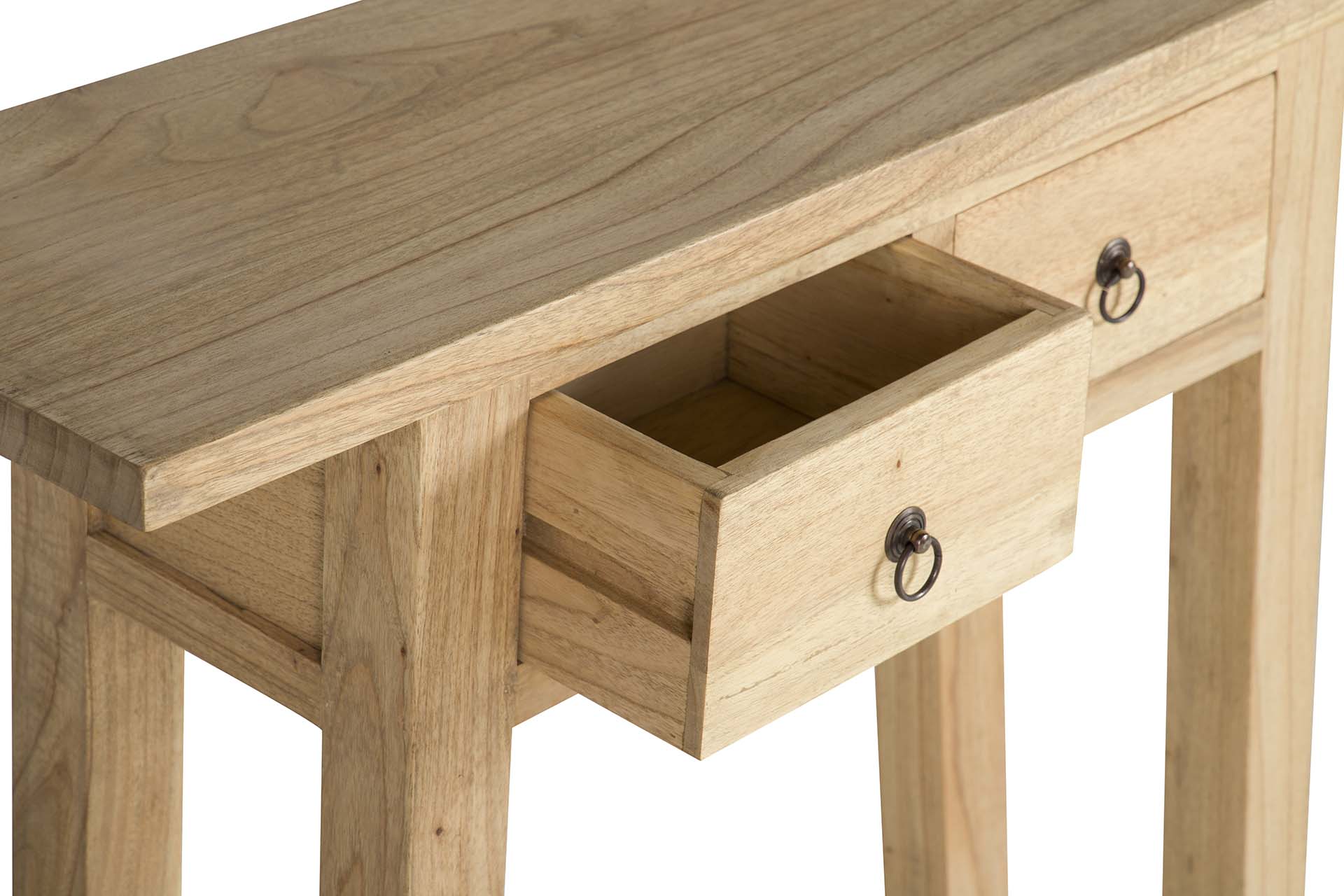 CONSOLA 2 CAJONES MADERA MINDI MARRON 90x30x80 CM