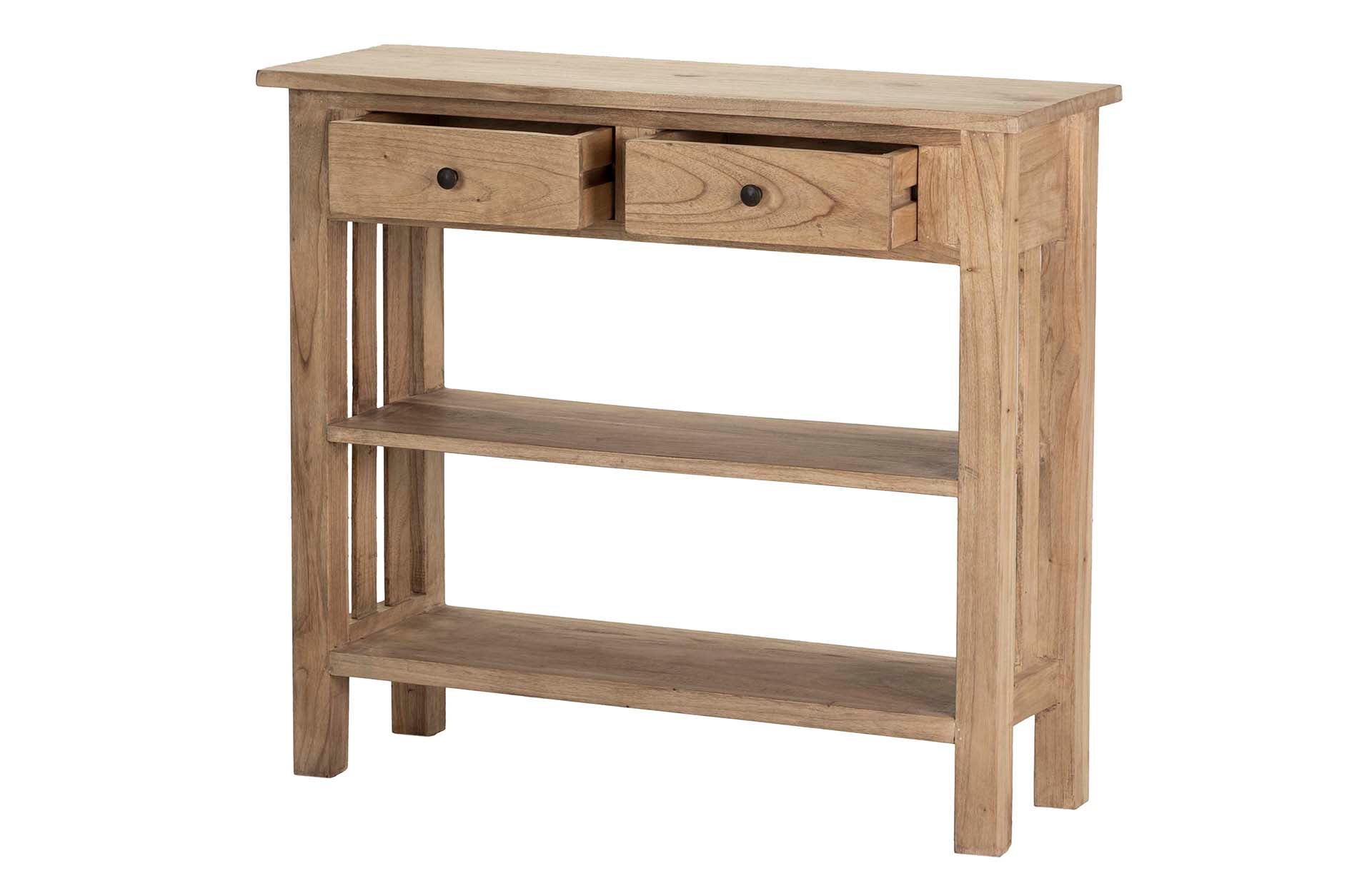 CONSOLA 2 CAJONES MADERA MINDI NATURAL 90x30x80 CM