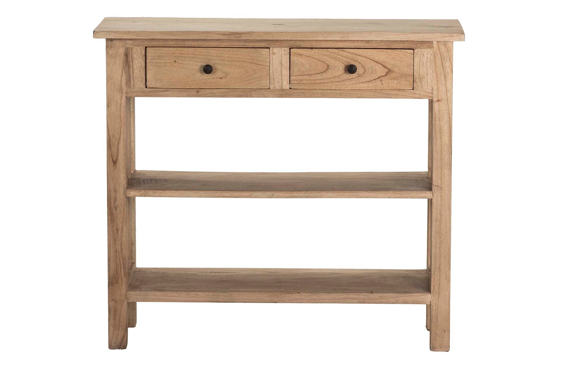 CONSOLA 2 CAJONES MADERA MINDI NATURAL 90x30x80 CM