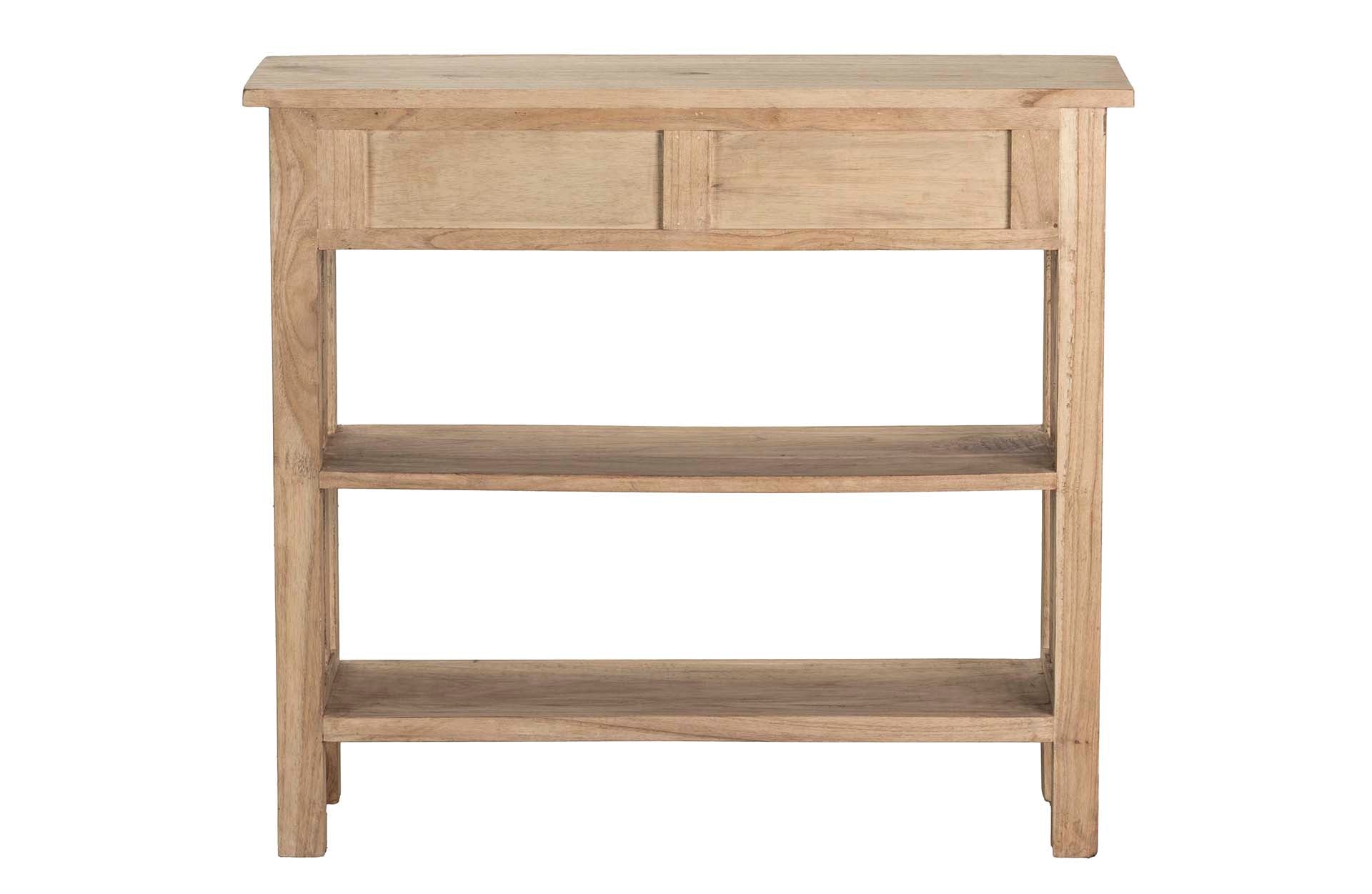 CONSOLA 2 CAJONES MADERA MINDI NATURAL 90x30x80 CM