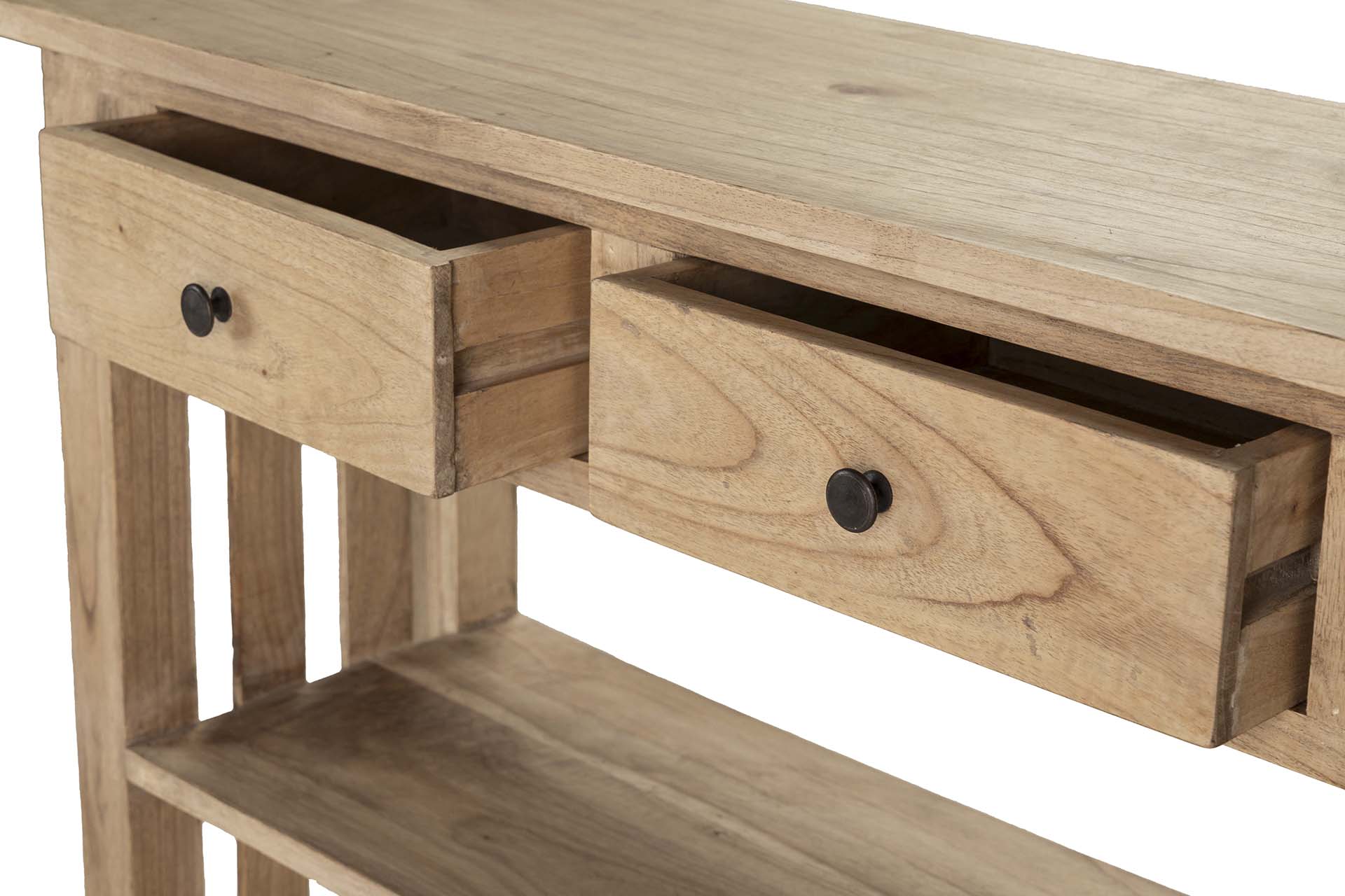 CONSOLA 2 CAJONES MADERA MINDI NATURAL 90x30x80 CM