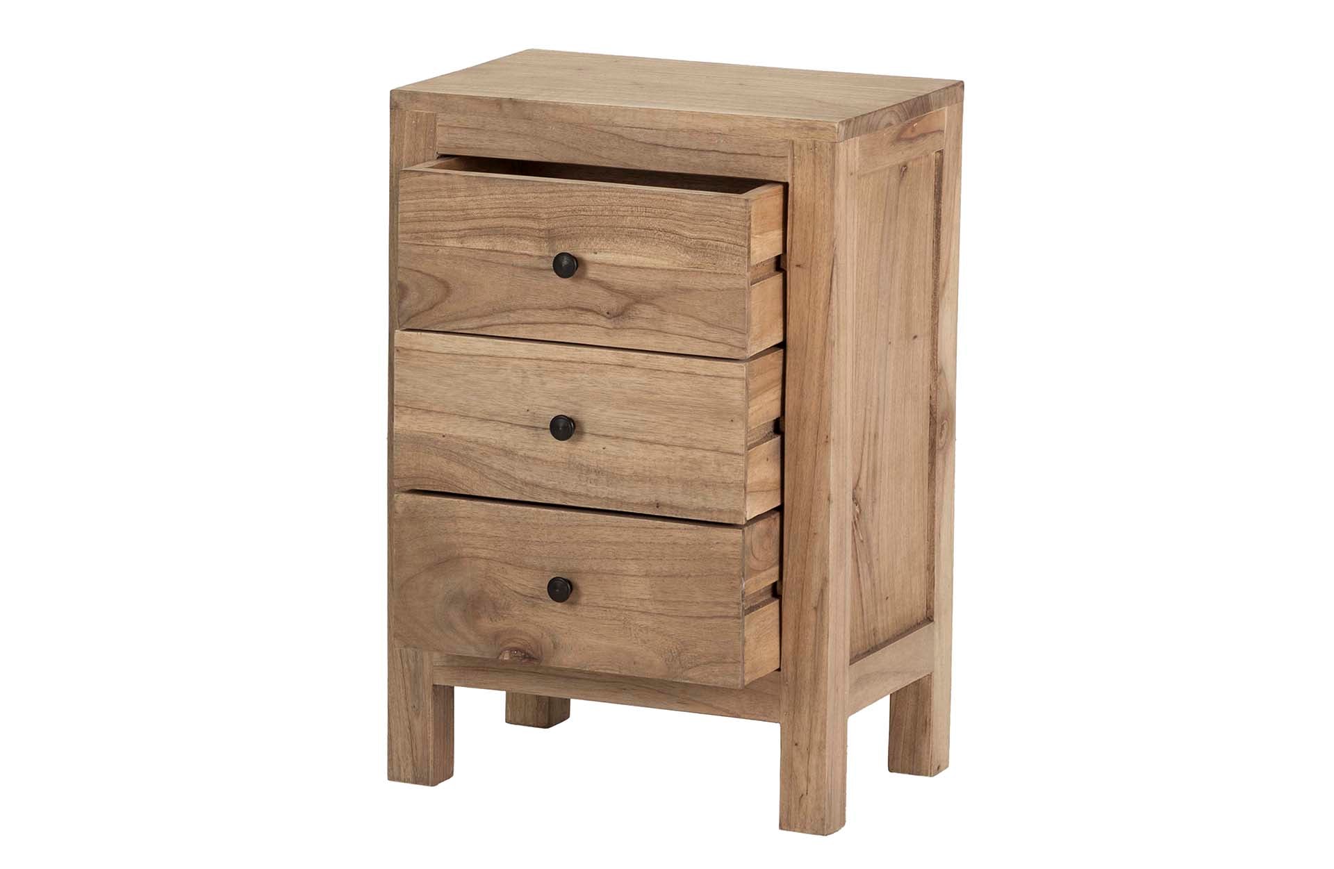 MESITA DE NOCHE 3 CAJONES MADERA MINDI 45x30x66 CM