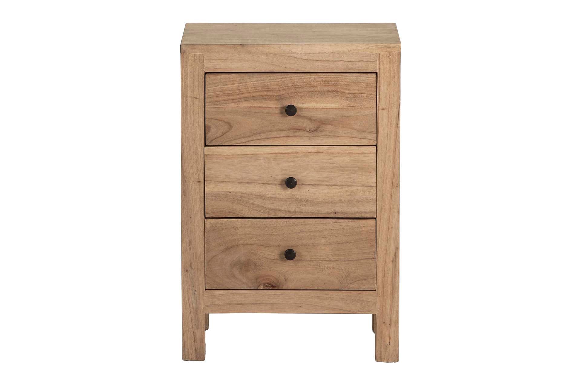 MESITA DE NOCHE 3 CAJONES MADERA MINDI 45x30x66 CM
