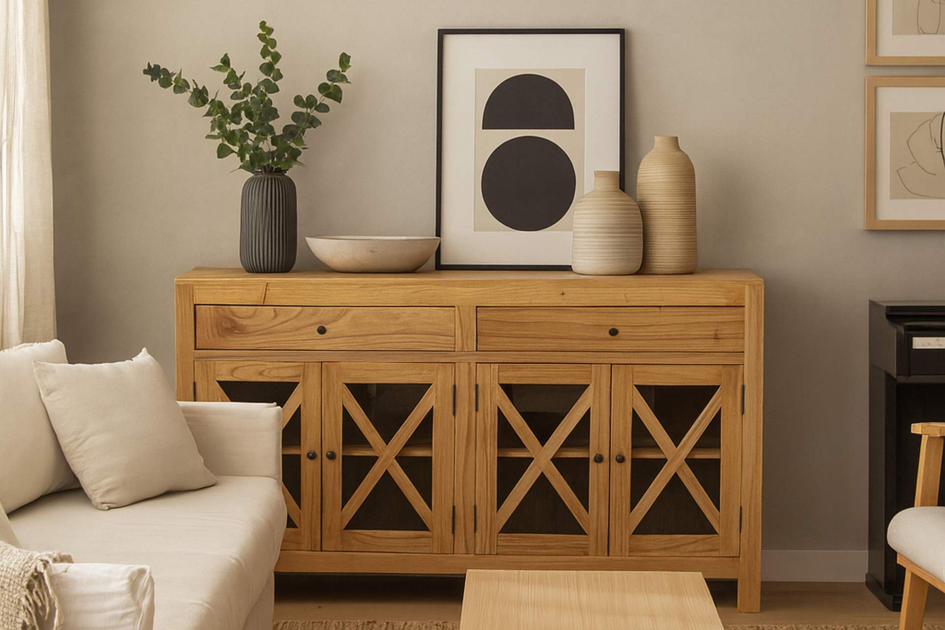 APARADOR MADERA MINDI CRISTAL MARRON 140x40x82 CM