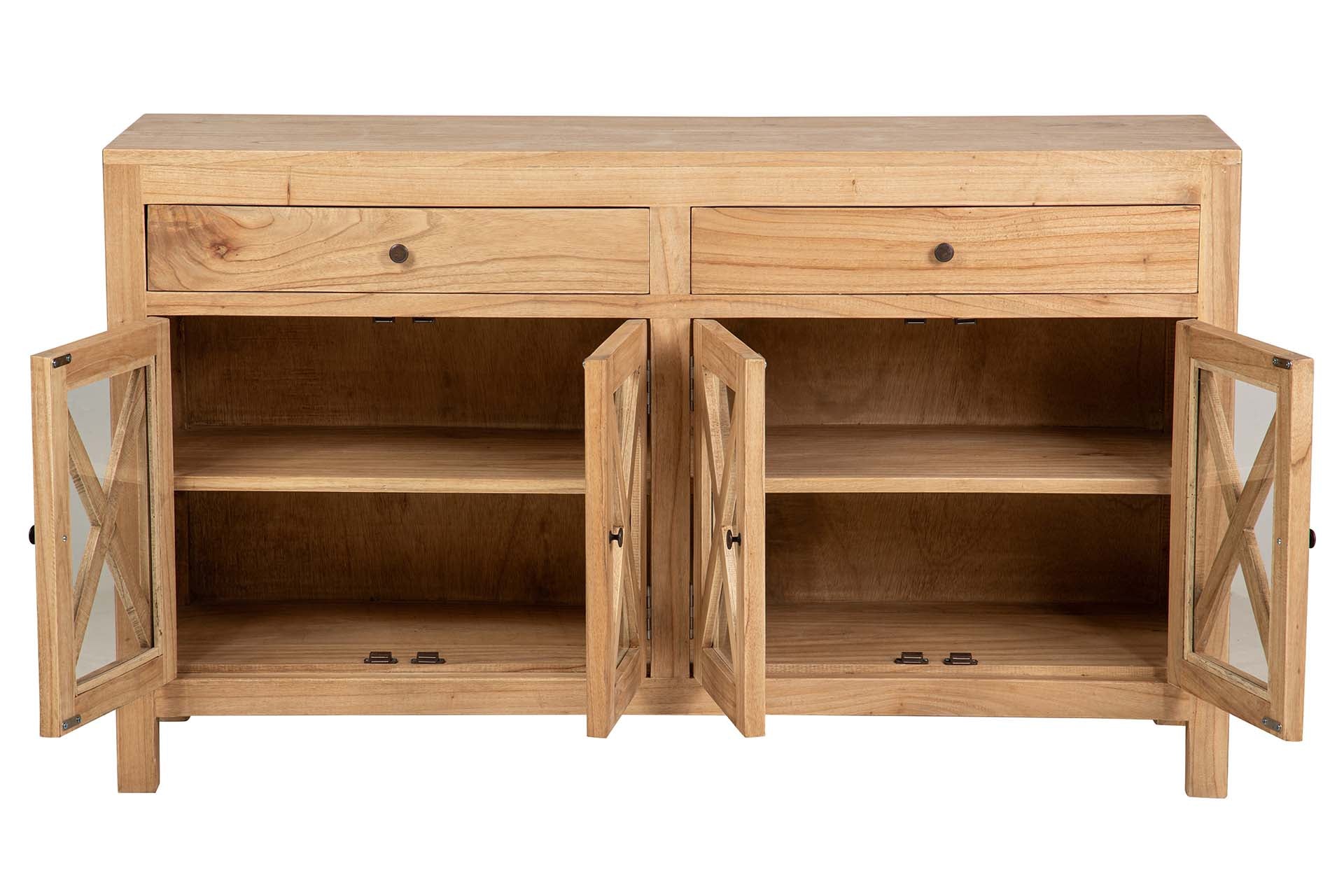 APARADOR MADERA MINDI CRISTAL MARRON 140x40x82 CM