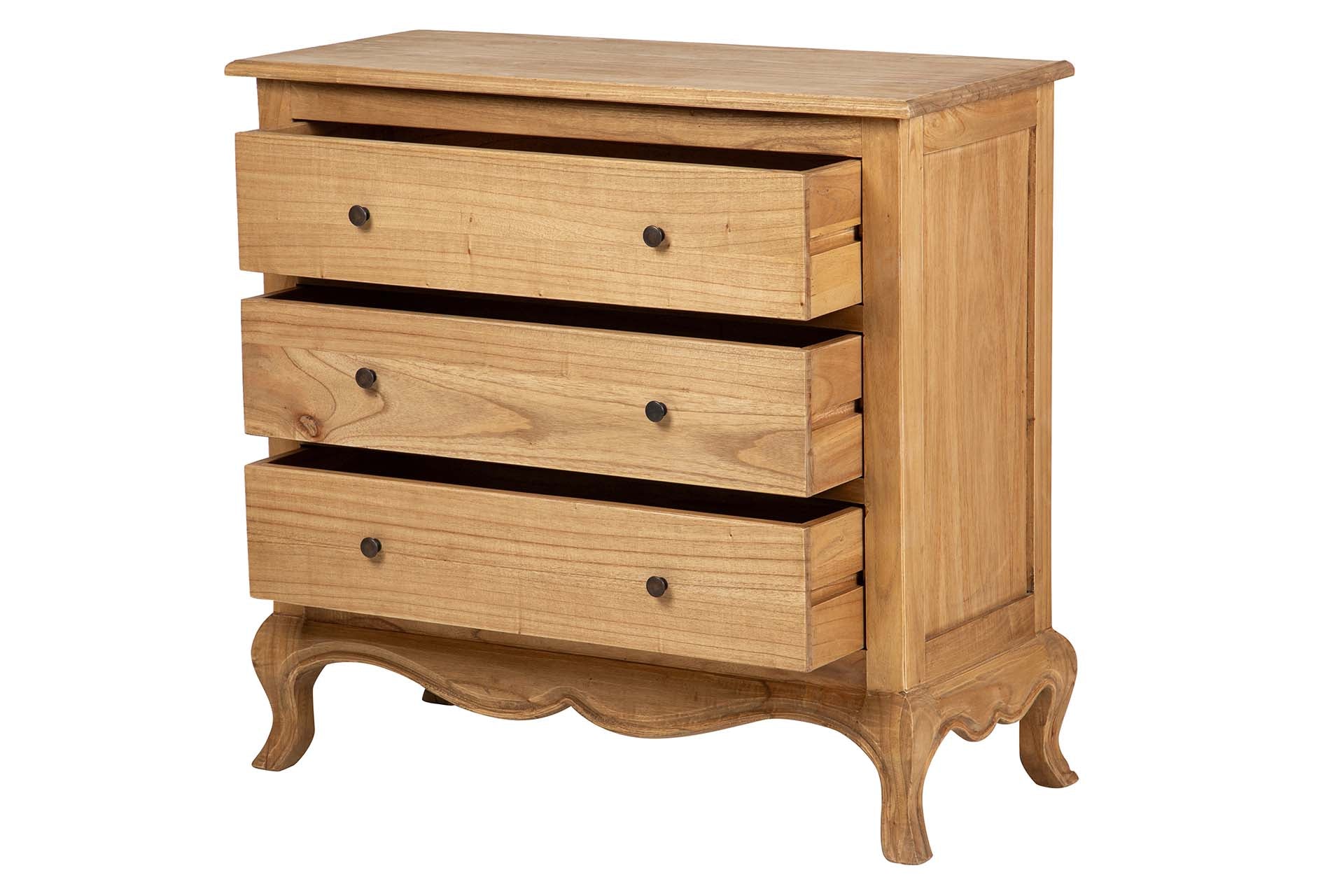 COMODA 3 CAJONES MADERA MINDI MARRON 90x40x85 CM