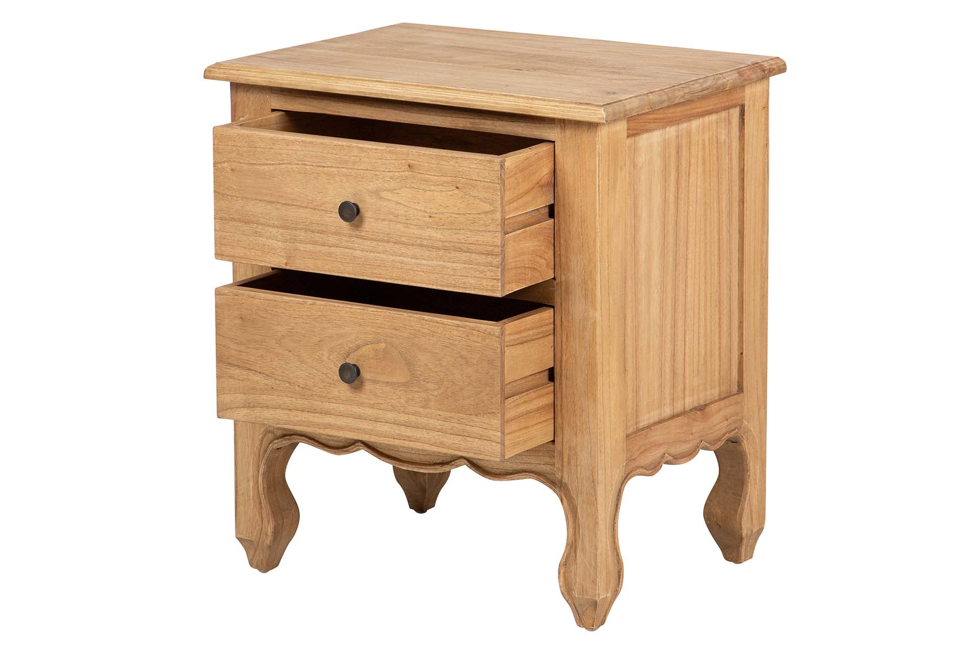 MESITA DE NOCHE 2 CAJONES MADERA MINDI 54x40x60 CM