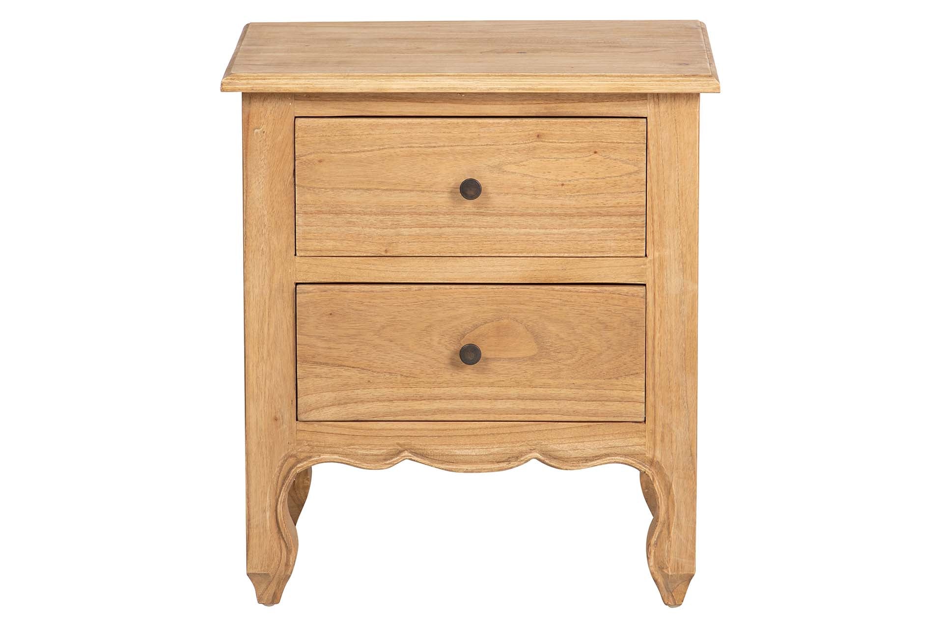 MESITA DE NOCHE 2 CAJONES MADERA MINDI 54x40x60 CM