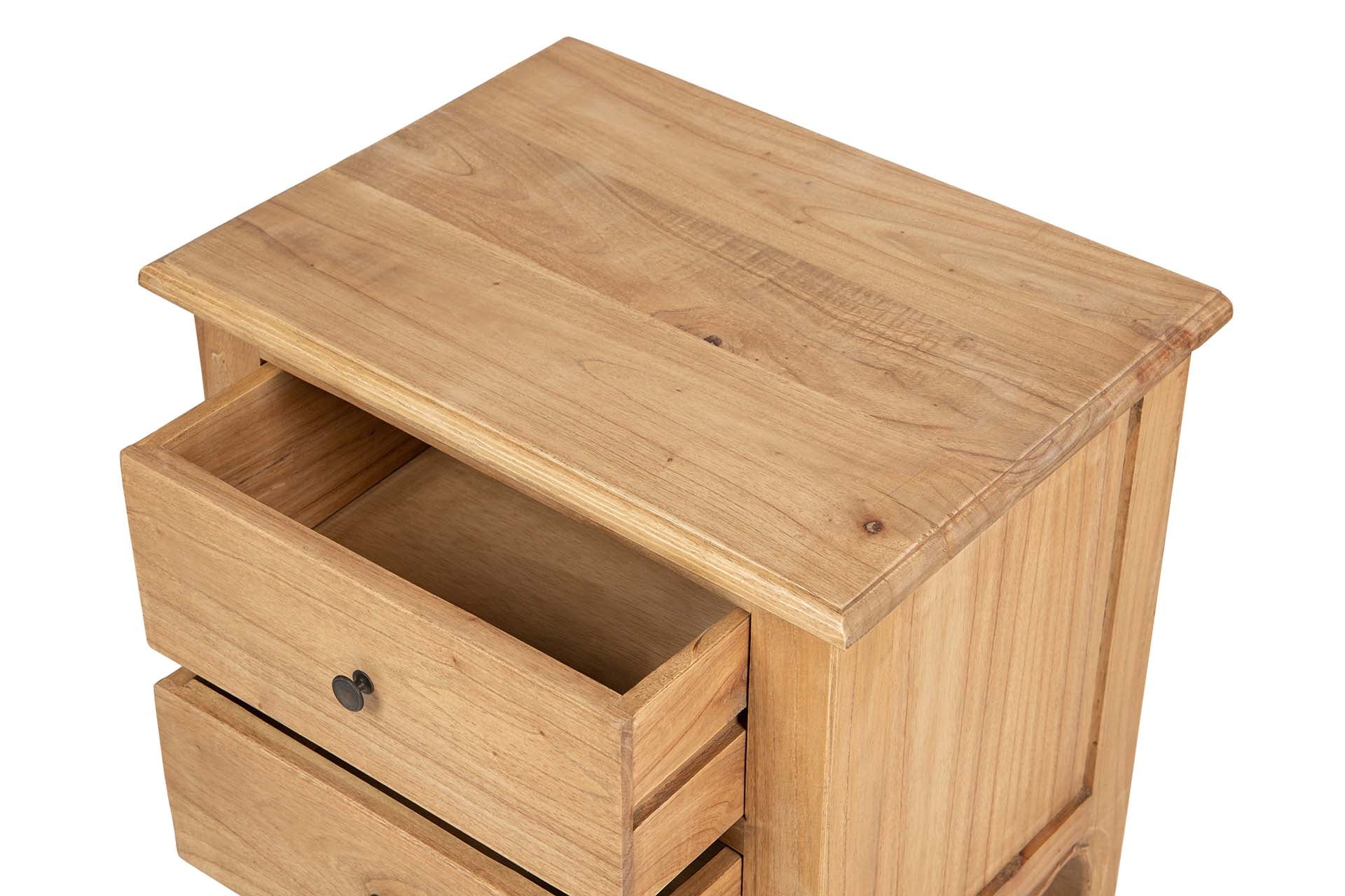 MESITA DE NOCHE 2 CAJONES MADERA MINDI 54x40x60 CM