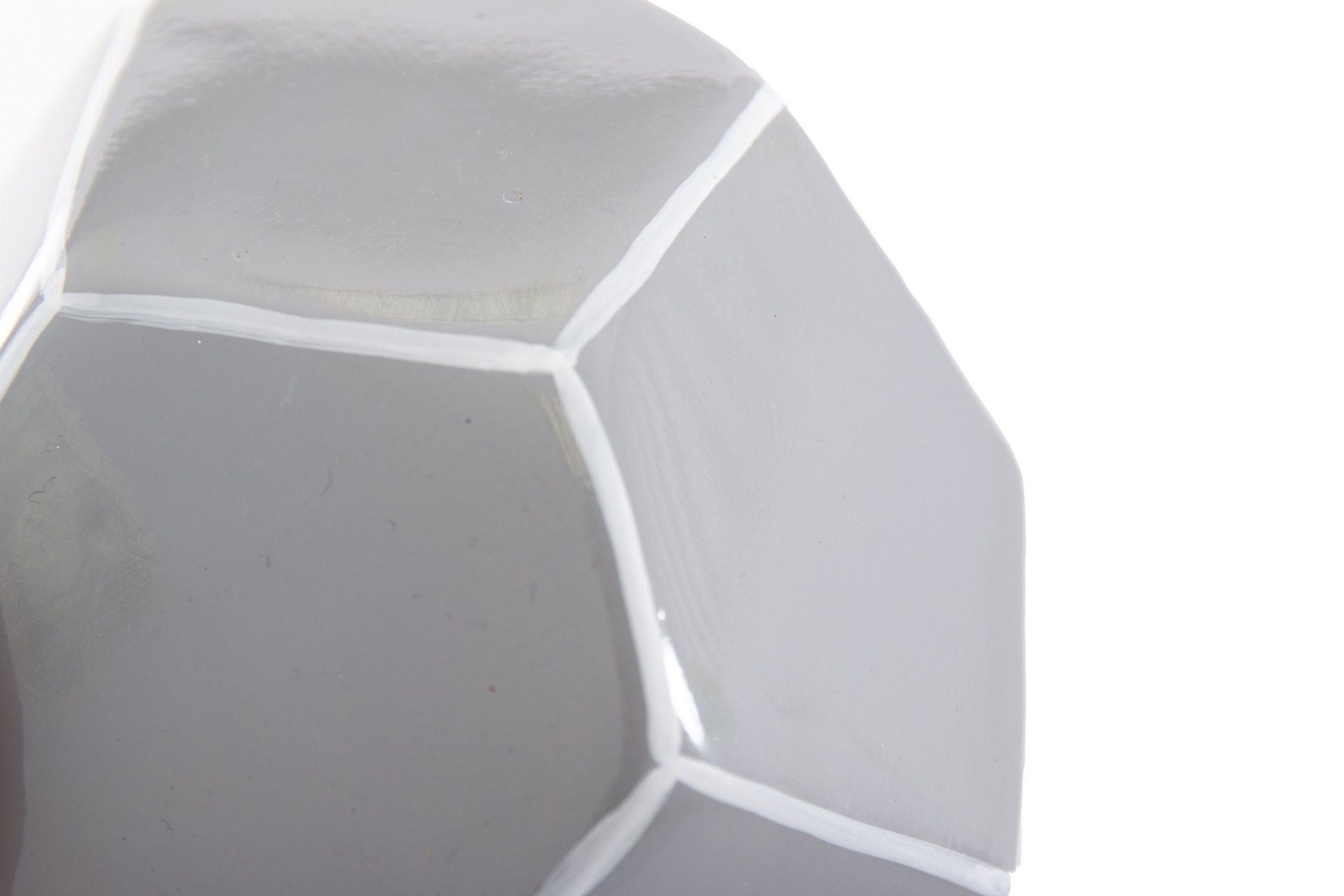 BOLA DE CERÂMICA LAQUEADA CINZA/BRANCO 11x11x11 CM - Mín. 2 unidades