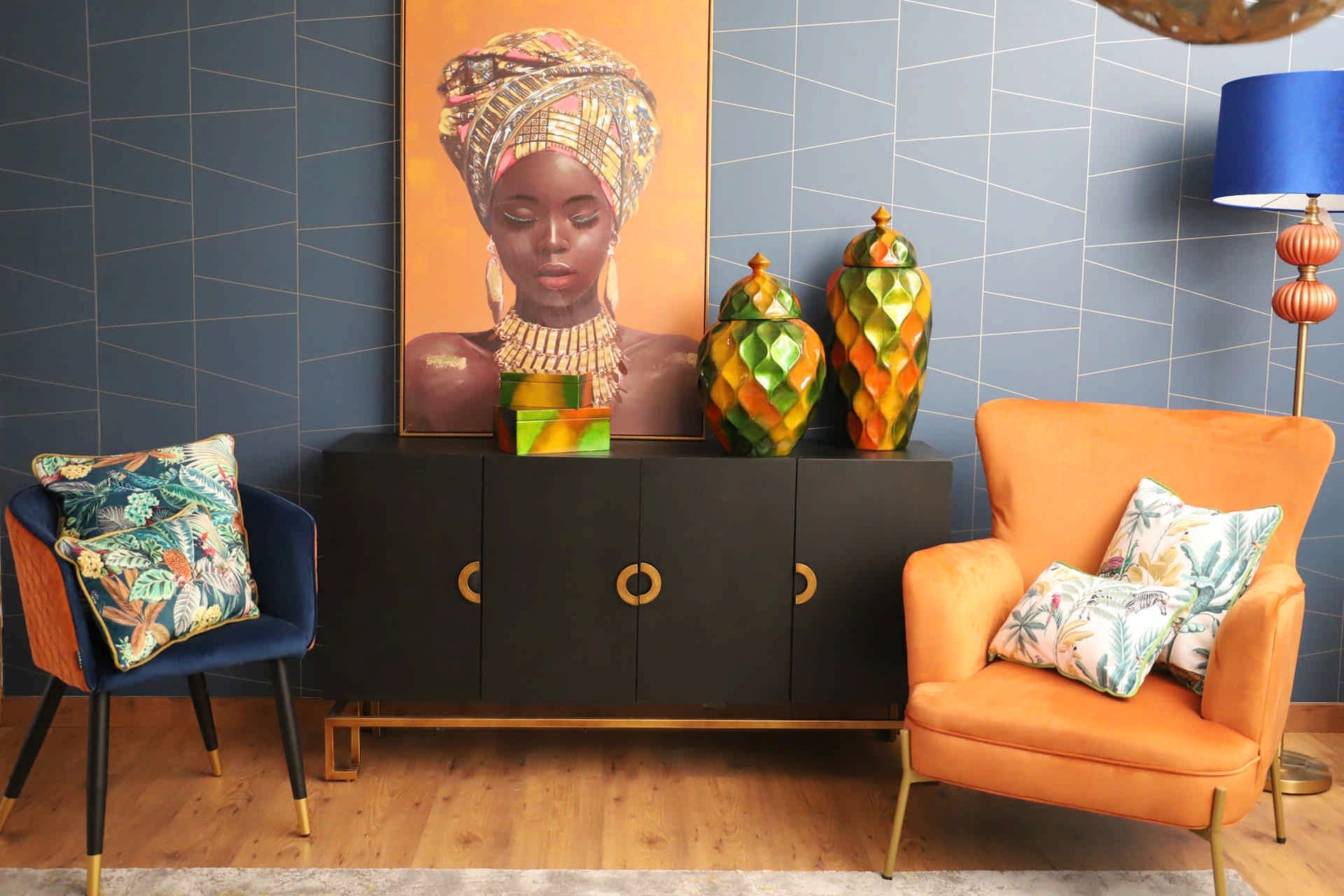 SET OF 2 GOLDEN GREEN WOODEN BOXES 25x15x11-20x12x8CM