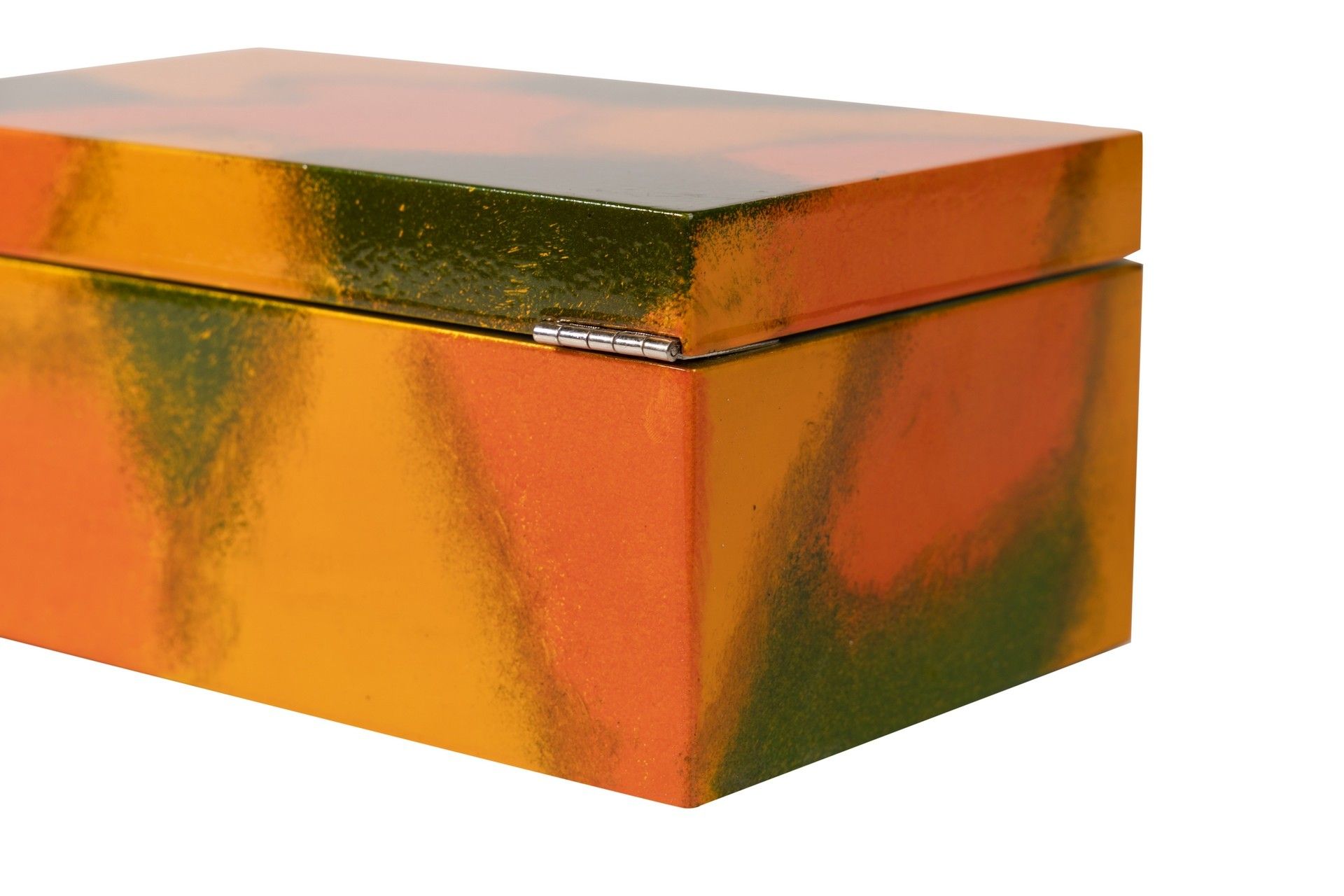 SET OF 2 GOLDEN GREEN WOODEN BOXES 25x15x11-20x12x8CM
