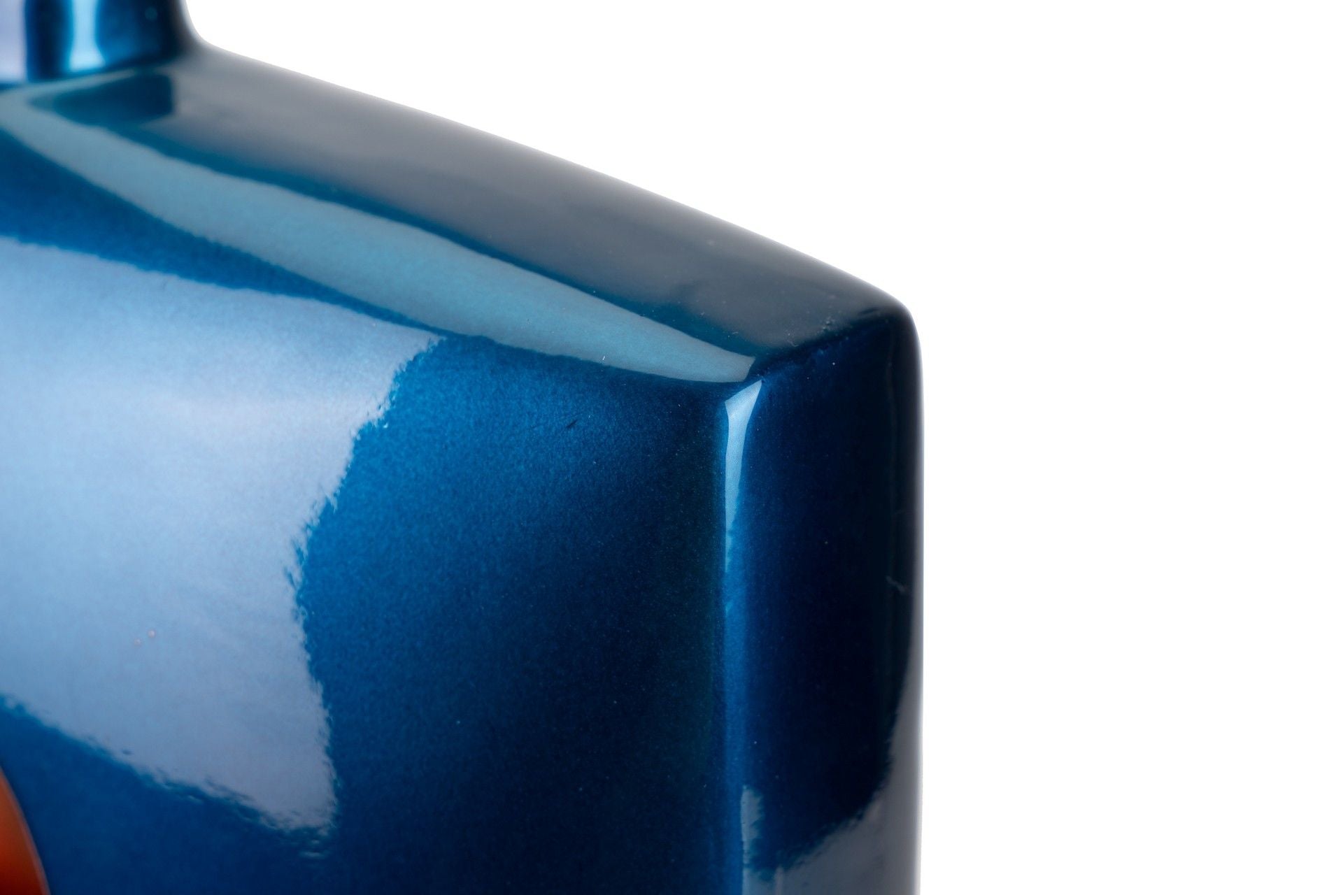 JARRON CERAMICA LACADA AZUL NARANJA 27x12x38 CM