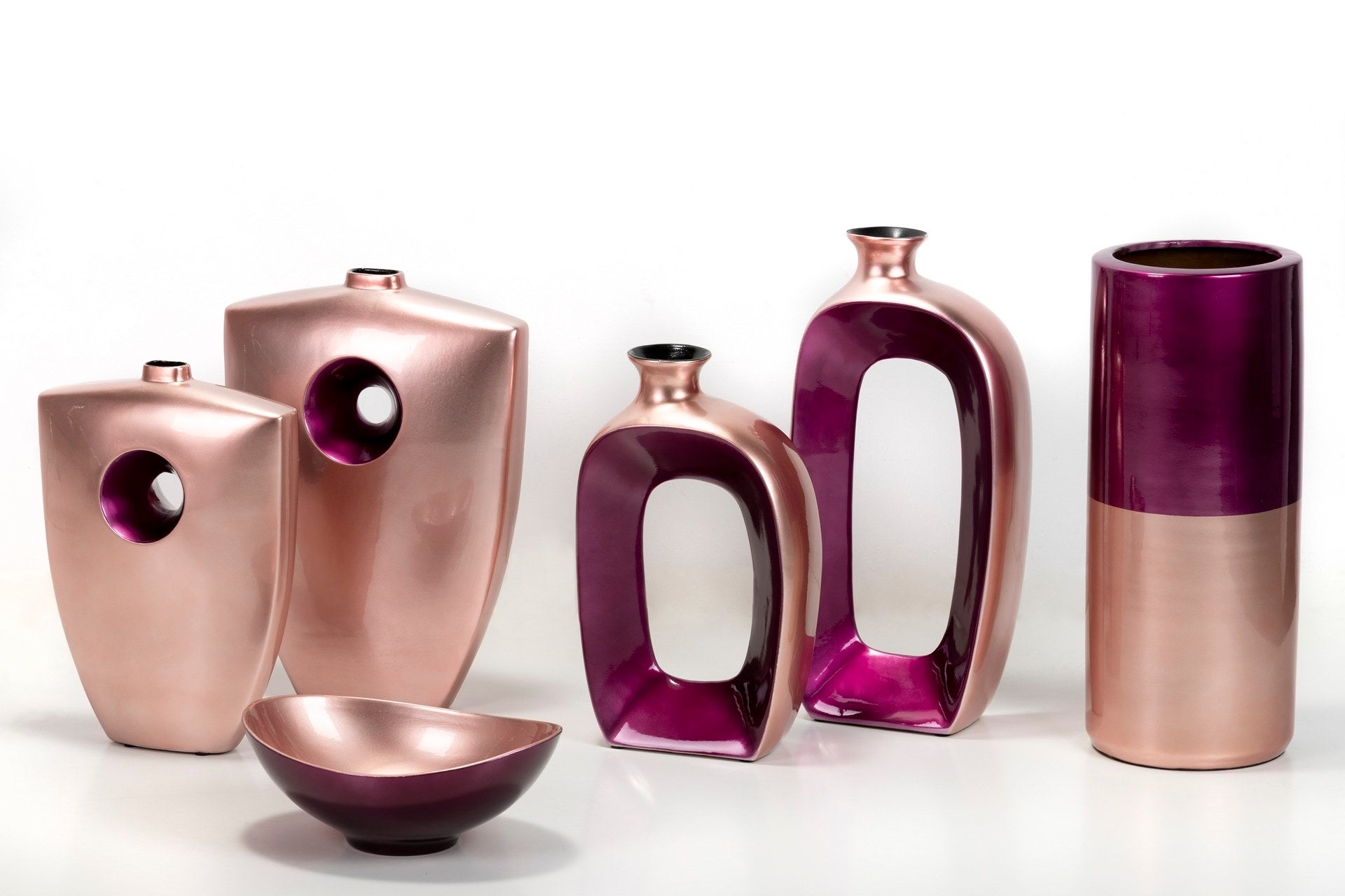 JARRON CERAMICA LACADA ROSA MORADO 32x13x45 CM