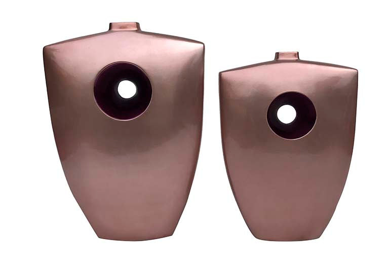 PINK PURPLE LACQUERED CERAMIC VASE 32x13x45 CM