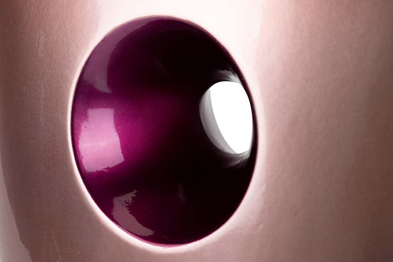 PINK PURPLE LACQUERED CERAMIC VASE 32x13x45 CM