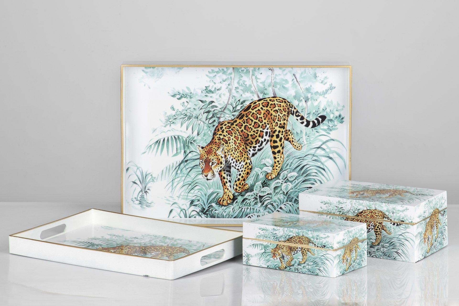 SET 2 BANDEJAS LEOPARDO 47,5x35x4/40x26x3,5 CM