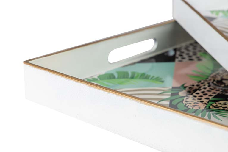 CONJUNTO 2 BANDEJAS LEOPARDO 47,5x35x4/40x26x3,5 CM