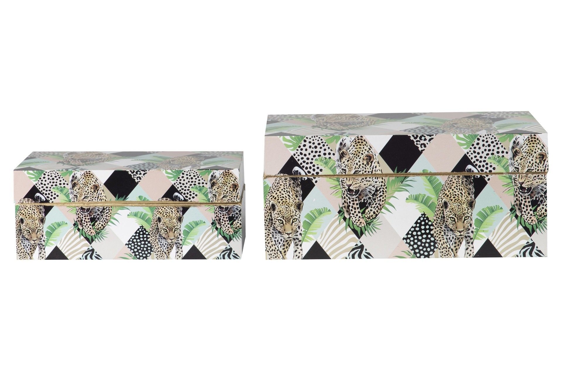 SET 2 LEOPARD BOXES 25x15x11/20x12x8 CM