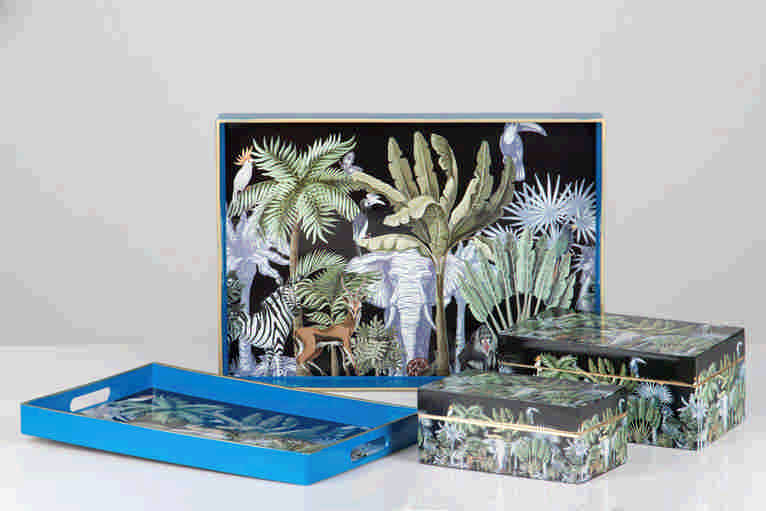 SET 2 BANDEJAS SAFARI 47,5x35x4/40x26x3,5 CM