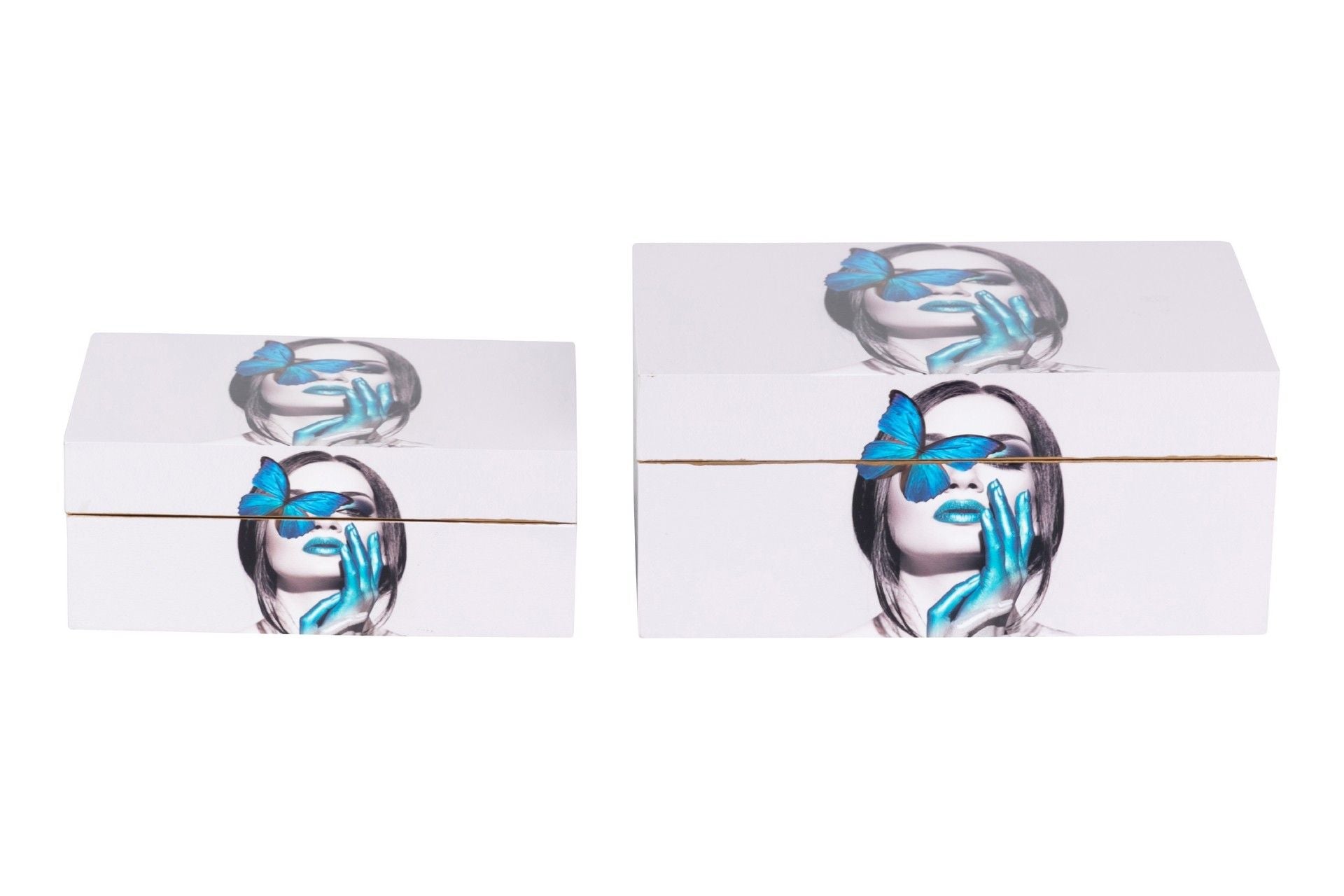 SET OF 2 PORTRAIT BOXES 25x15x11/20x12x8 CM