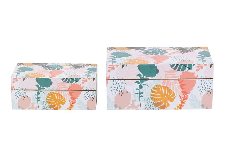 SET 2 FLORAL BOXES 25x15x11/20x12x8 CM