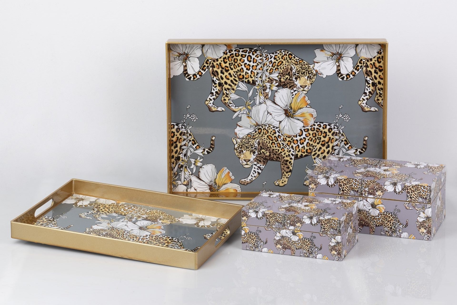 CONJUNTO 2 CAIXAS LEOPARDO 25x15x11/20x12x8 CM
