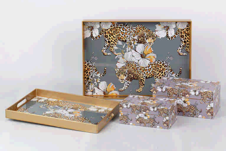 SET 2 CAJAS LEOPARDO 25x15x11/20x12x8 CM