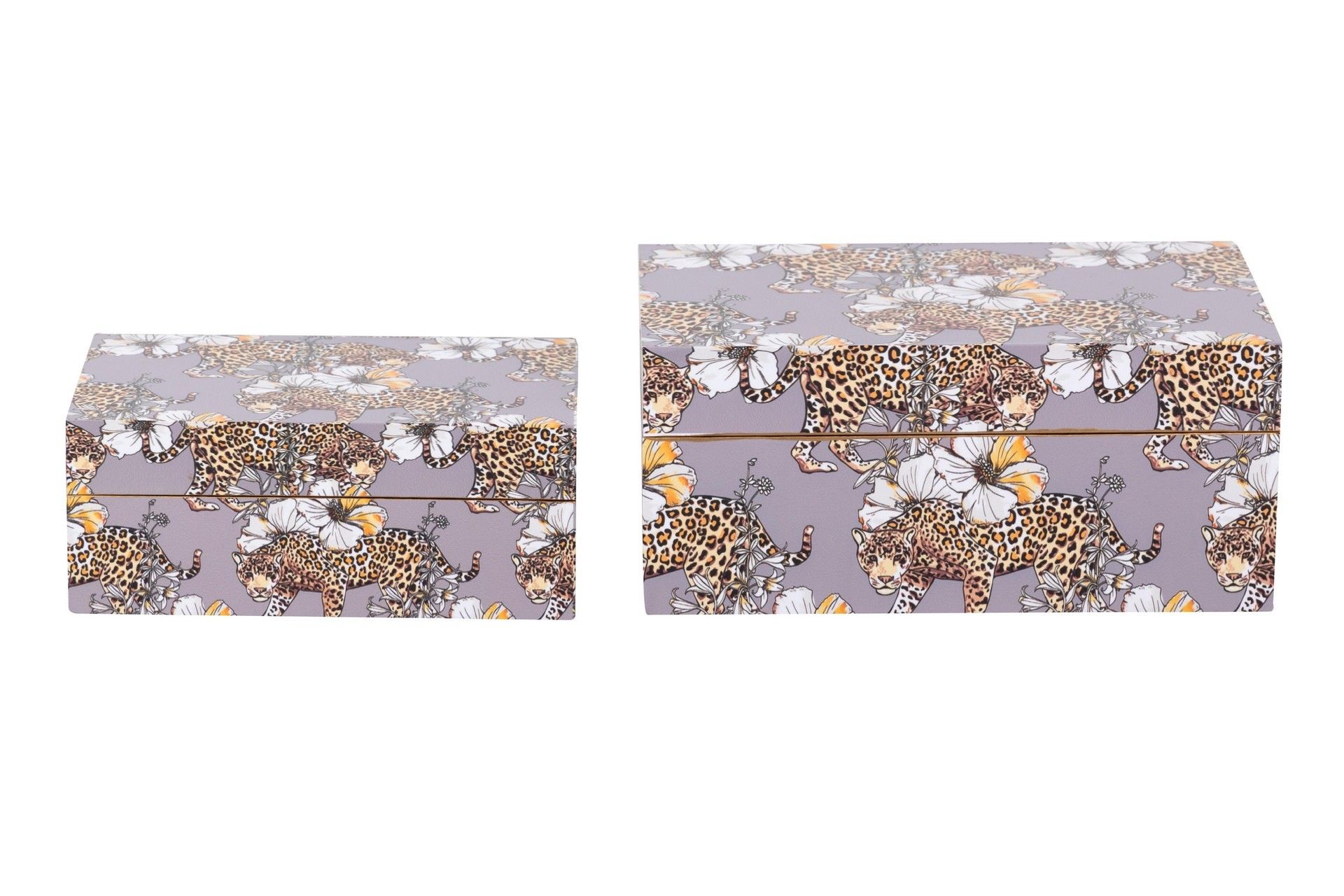 SET 2 LEOPARD BOXES 25x15x11/20x12x8 CM
