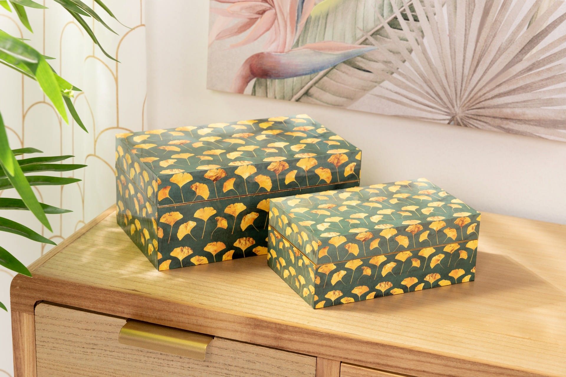 SET 2 FLORAL BOXES 25x15x11/20x12x8 CM