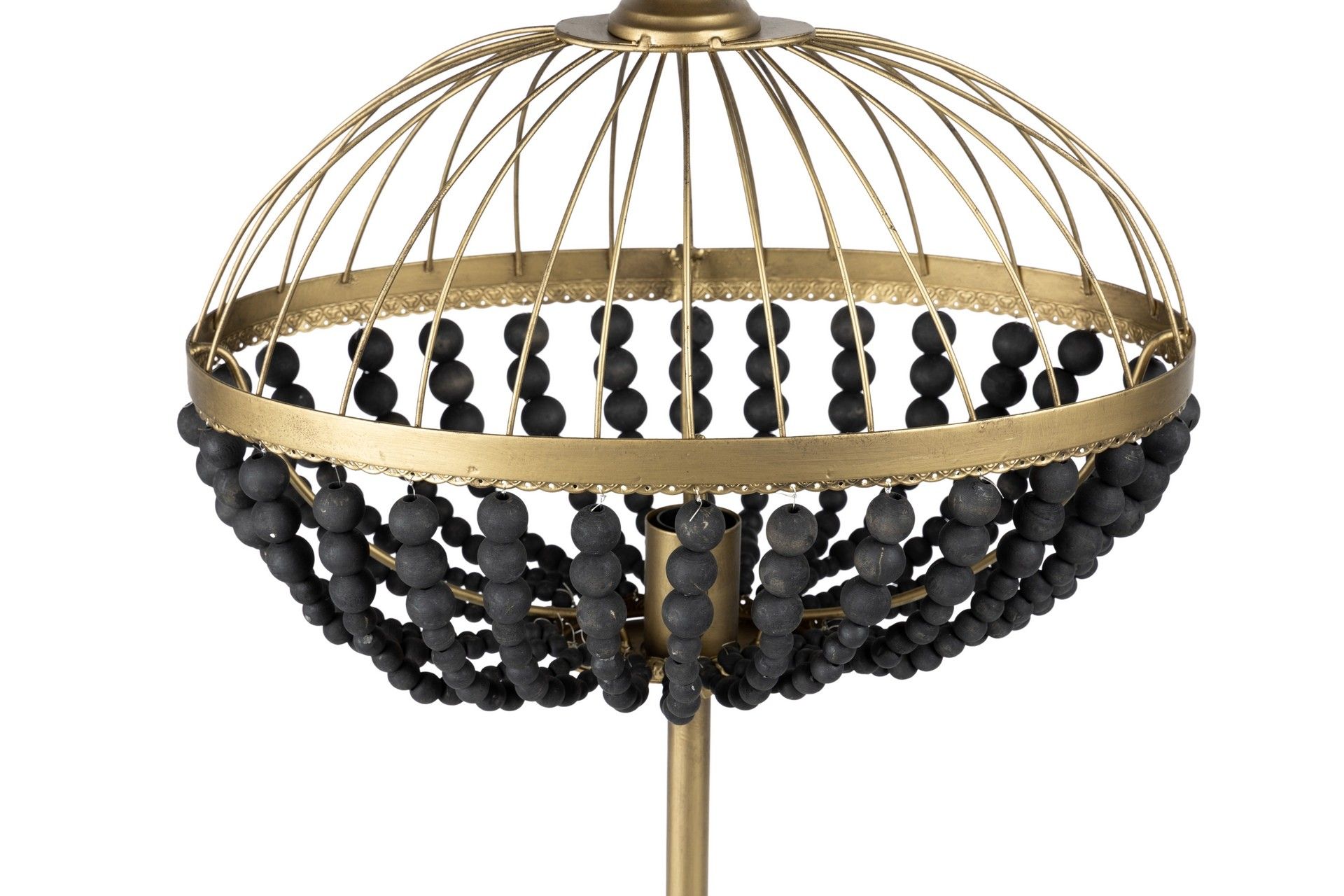 LAMPARA SOBREMESA BOLAS METAL MADERA 45x26x76 CM