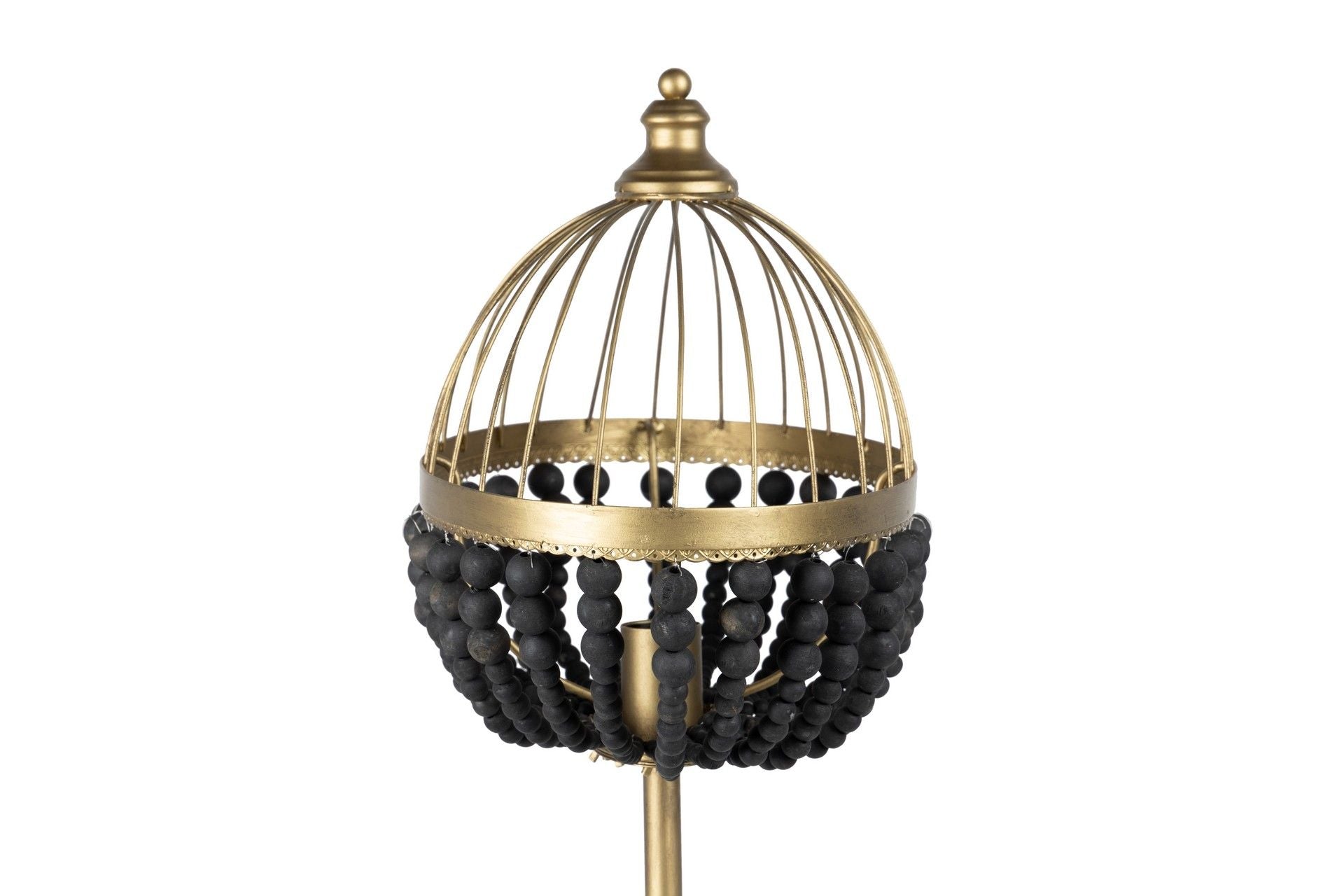 LAMPARA SOBREMESA BOLAS METAL MADERA 45x26x76 CM