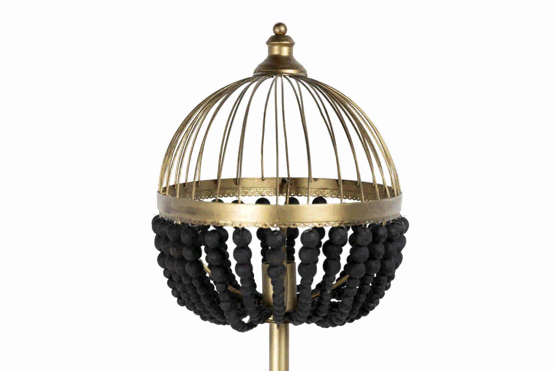 LAMPARA DE PIE BOLAS METAL MADERA 50x30x165 CM