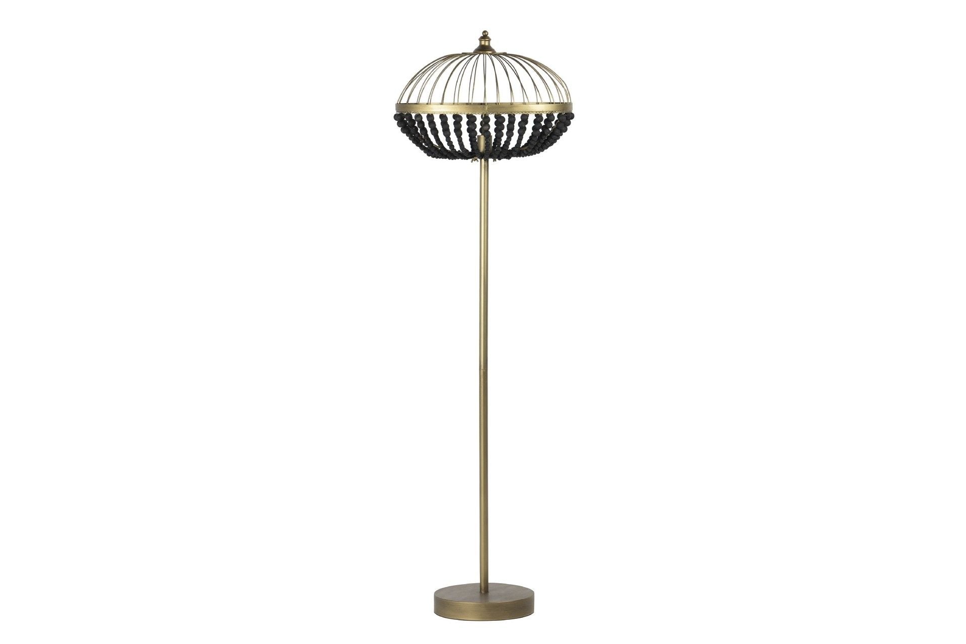 LUMINÁRIA DE PISO METAL MADEIRA BOLAS 50x30x165 CM