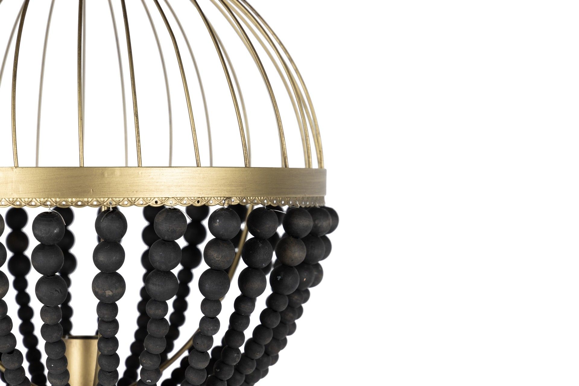 LUMINÁRIA DE PÉ METAL BOLINHAS DE MADEIRA 36x36x160 CM