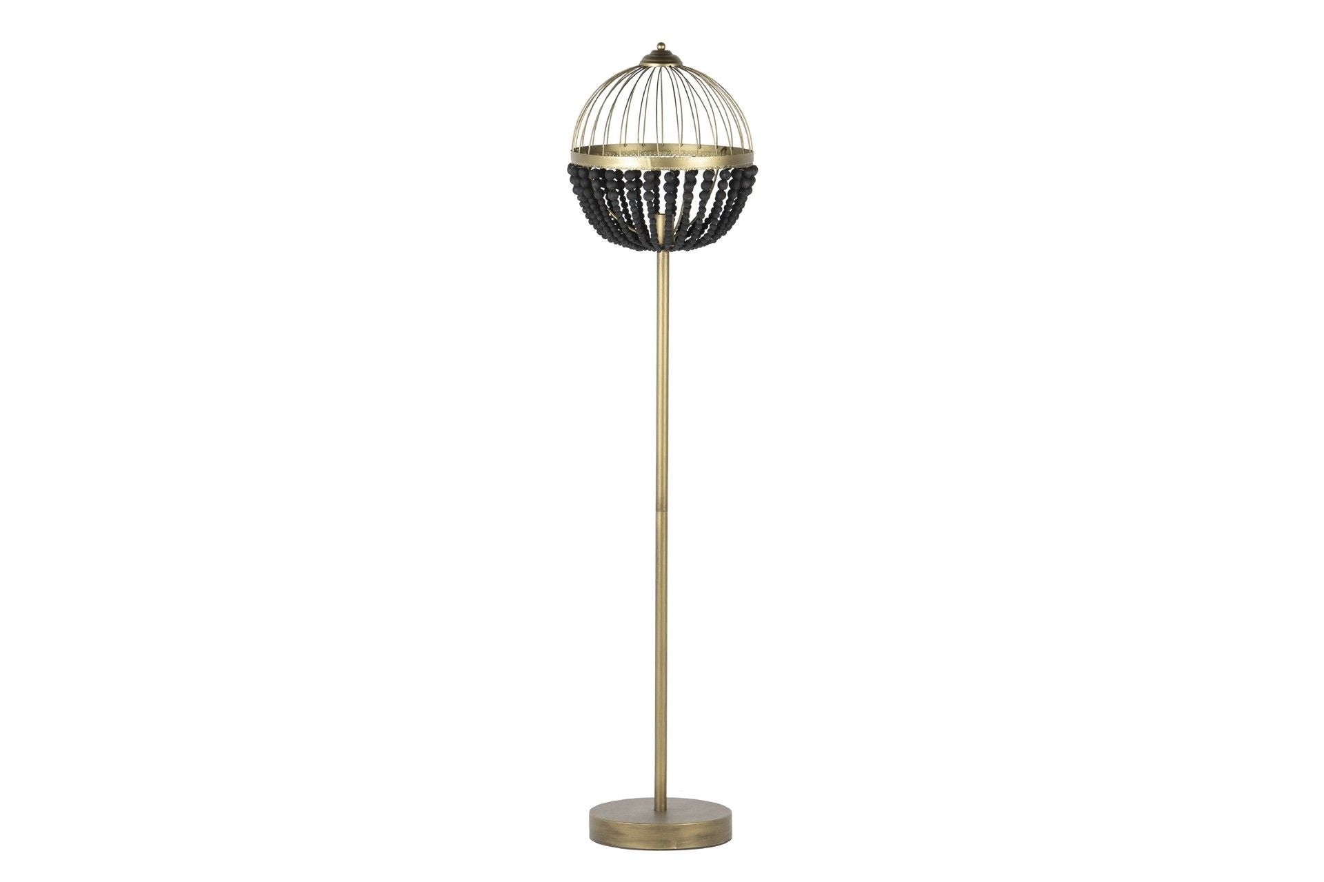 LUMINÁRIA DE PÉ METAL BOLINHAS DE MADEIRA 36x36x160 CM