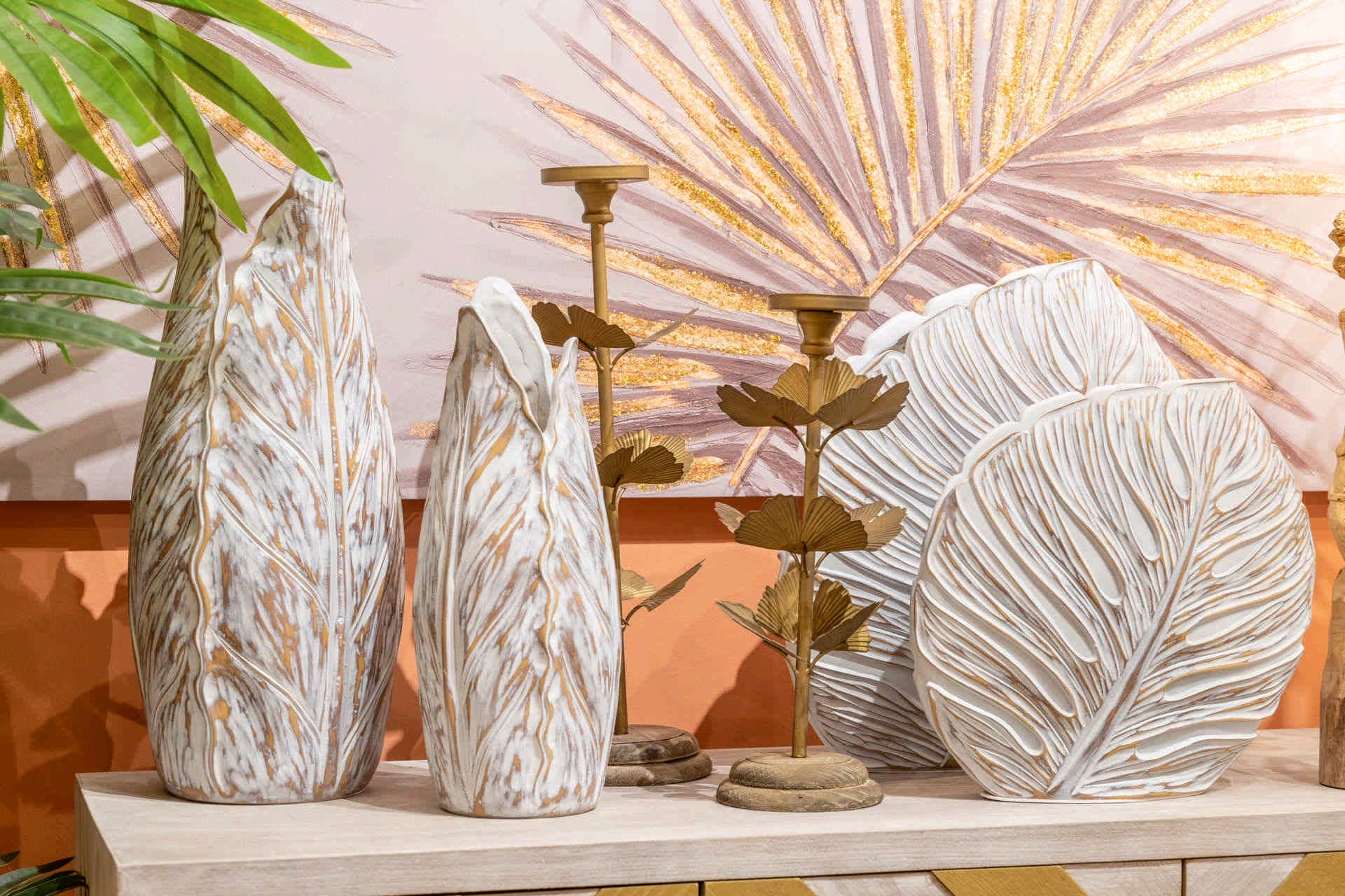 PORTAVELAS MADERA Y METAL 14x14x45 CM