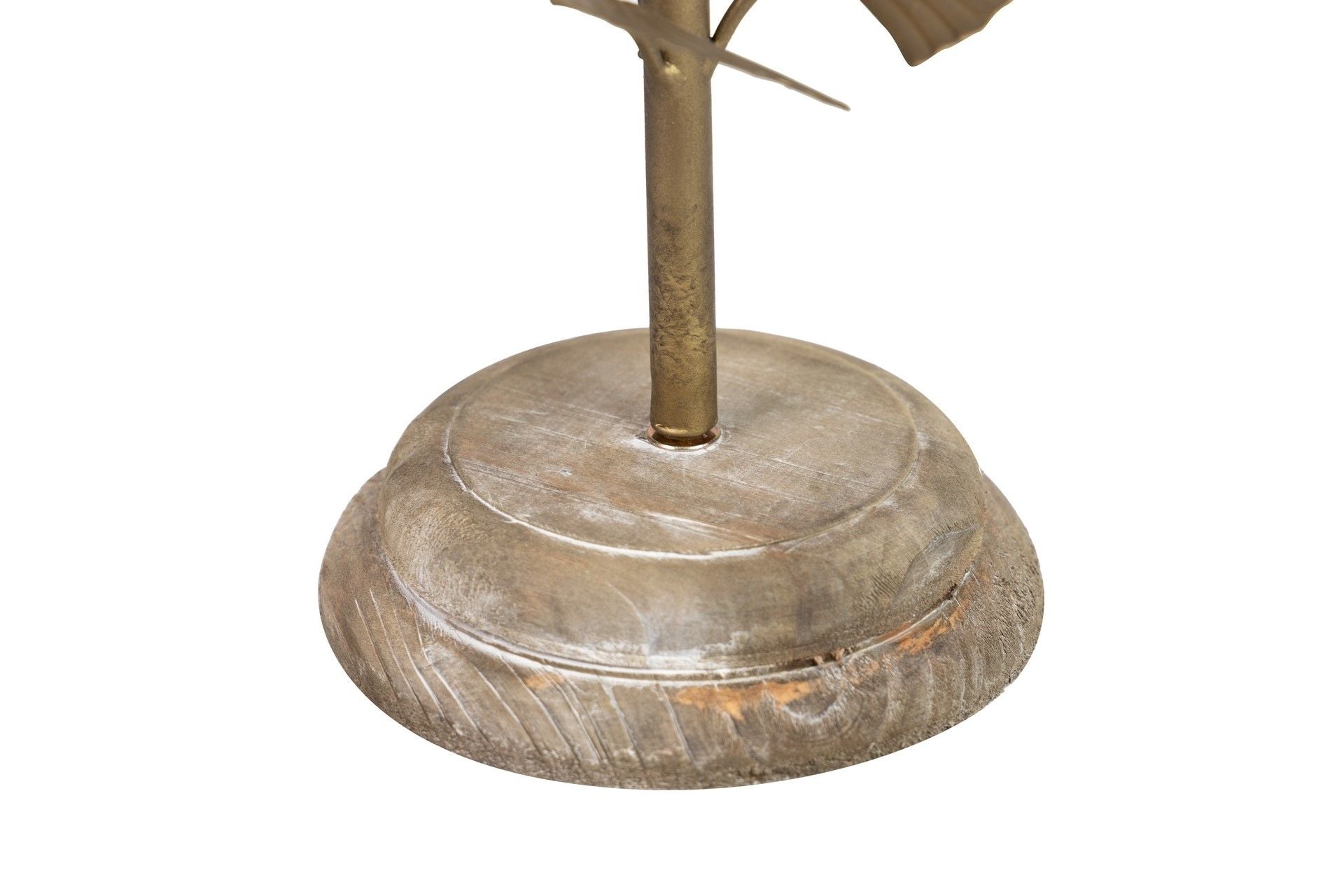 PORTAVELAS MADERA Y METAL 14x14x35 CM
