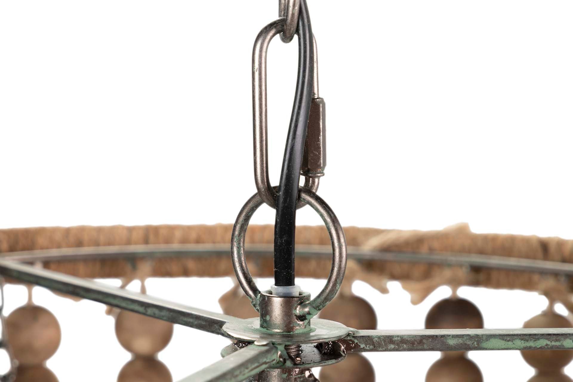 LAMPARA TECHO CADENA BOLAS NATURAL YUTE 40x40x40CM