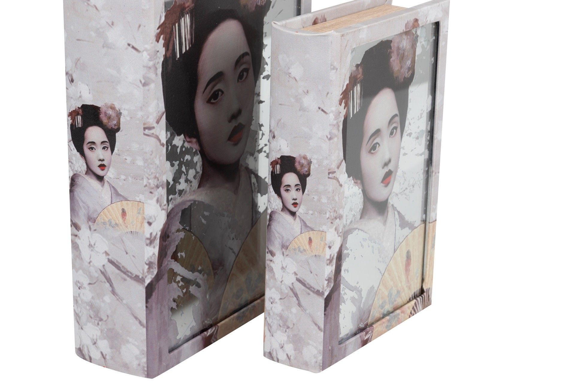 SET OF 2 MIRROR BOOK BOXES 21x7x30 / 16x5x24 CM