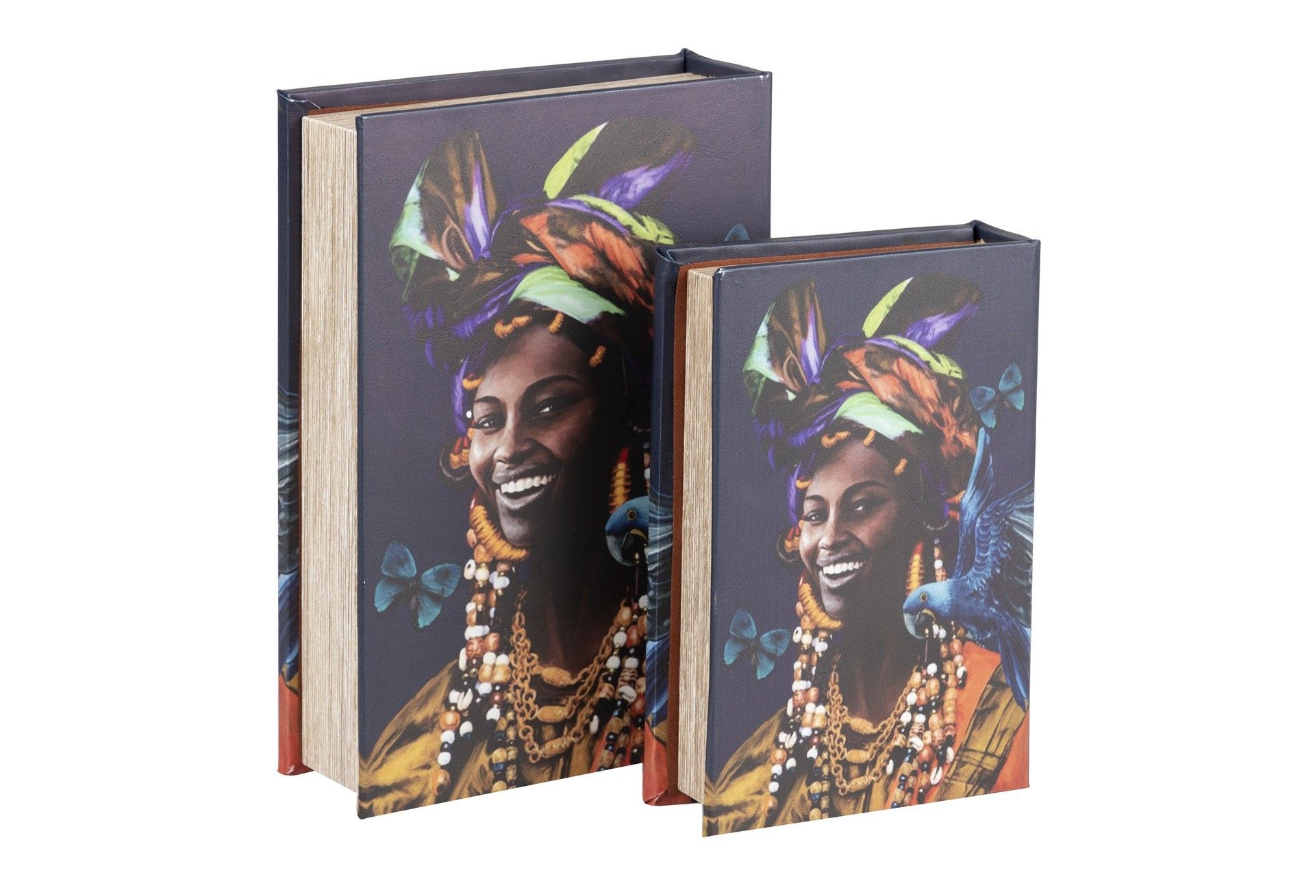 SET OF 2 MIRROR BOOK BOXES 21x7x30 / 16x5x24 CM